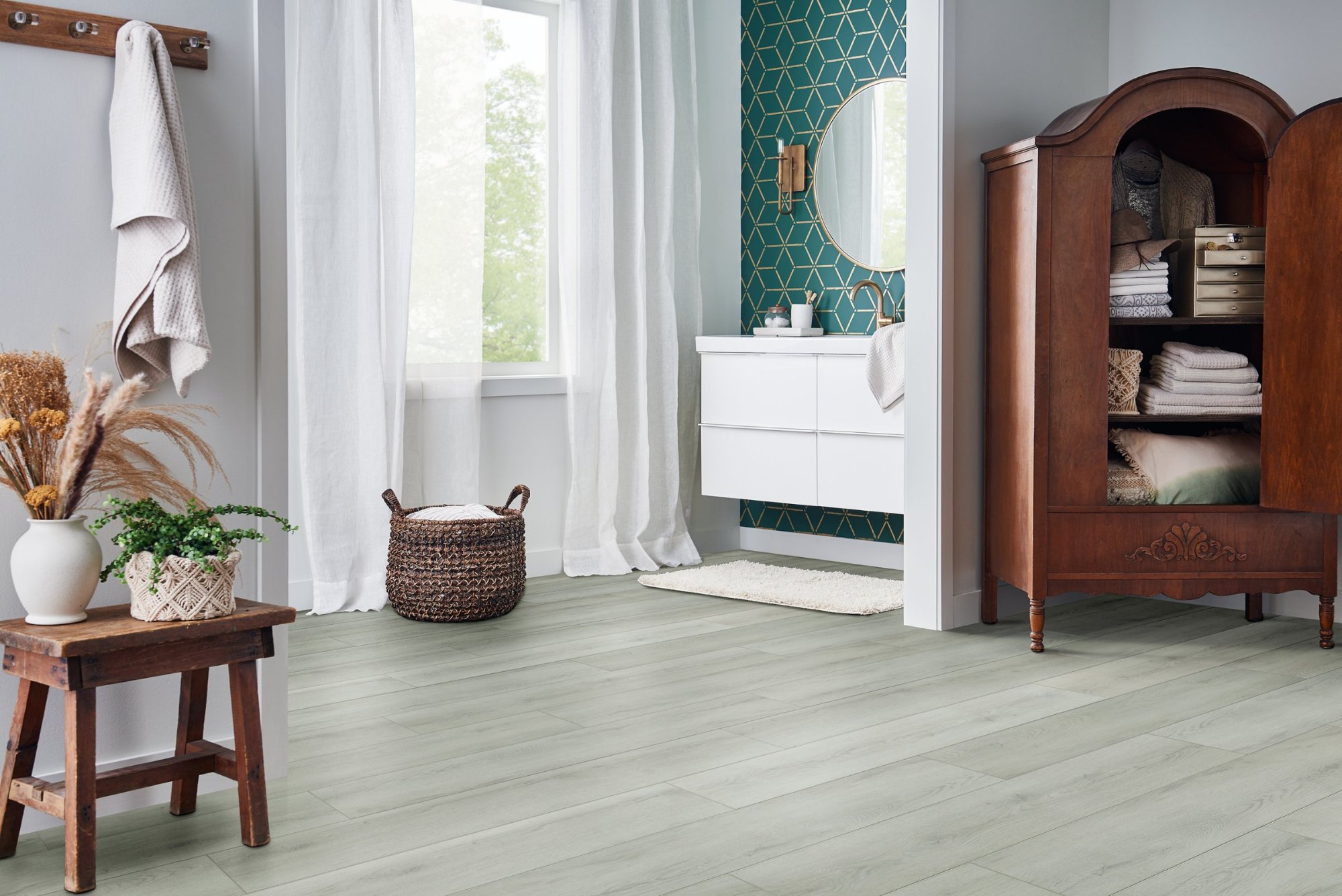 Garden Mist flooring, shown in a room