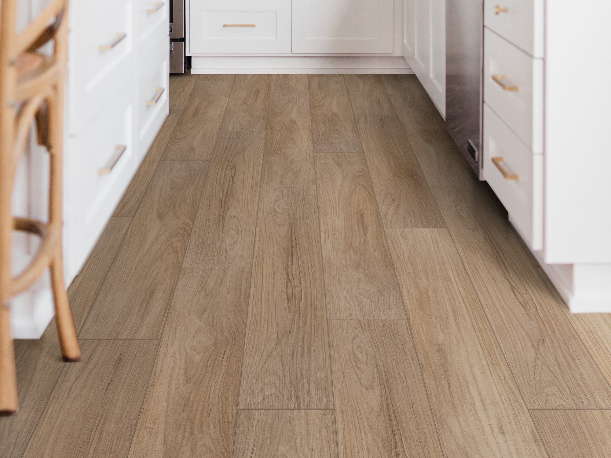 Hazelnut Brown flooring, shown in a room