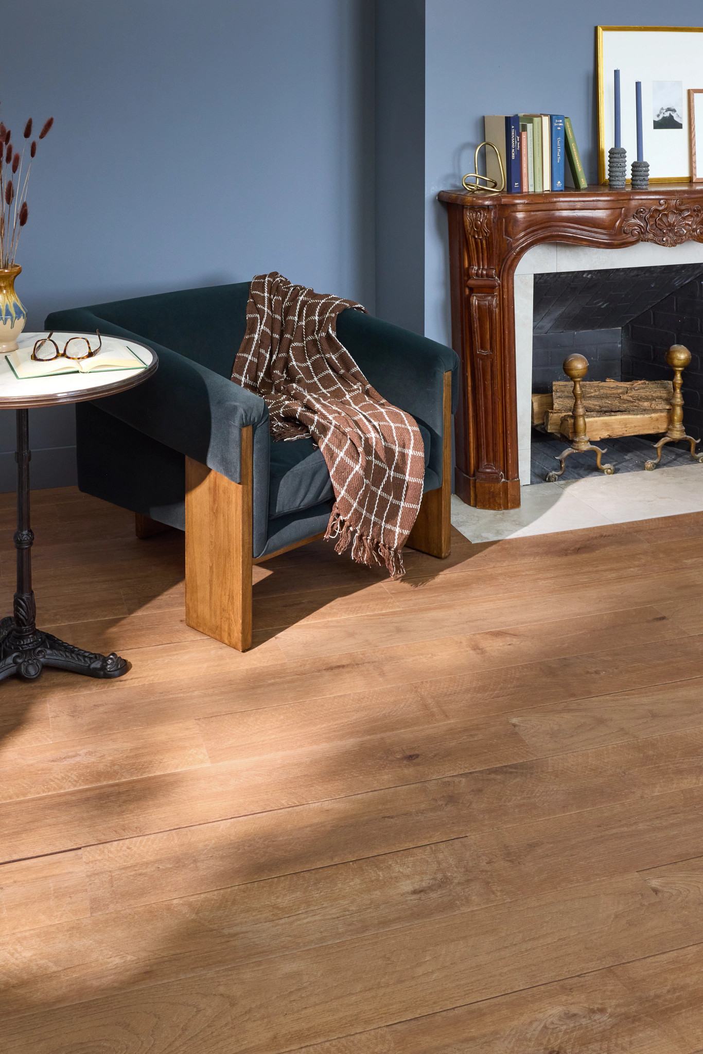 Weathered Oak flooring, shown in a room
