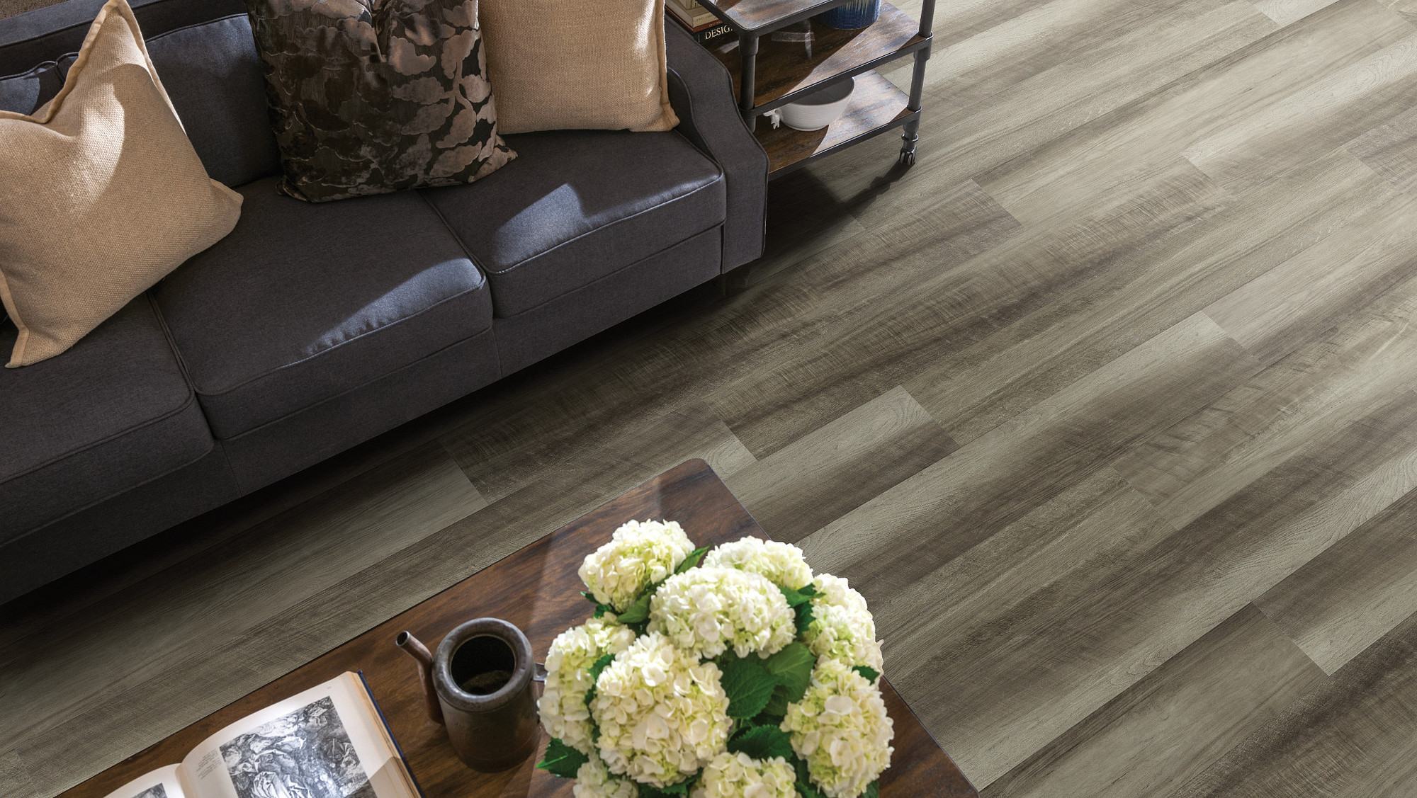 Oyster Oak flooring, shown in a room