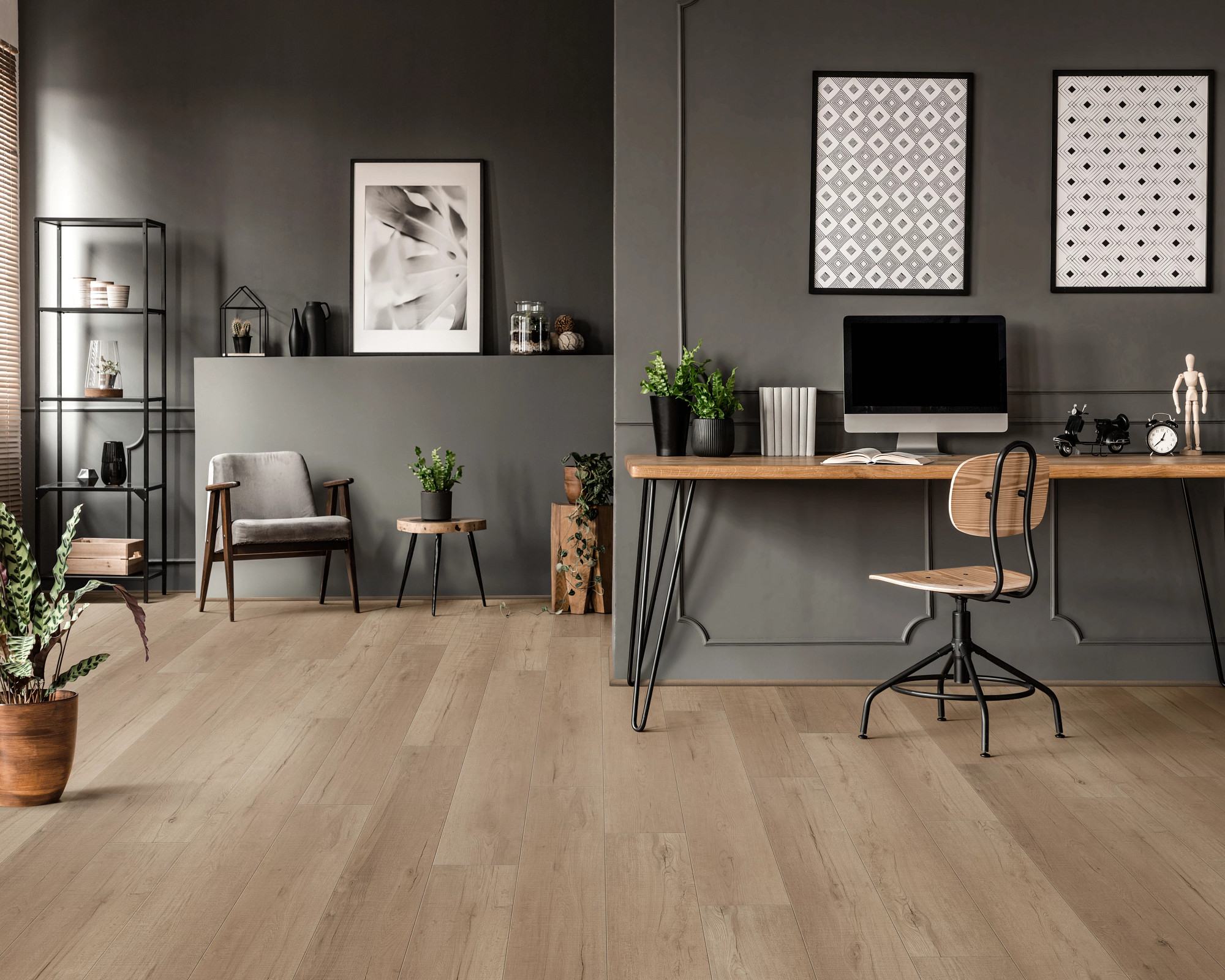Jerome Oak flooring, shown in a room