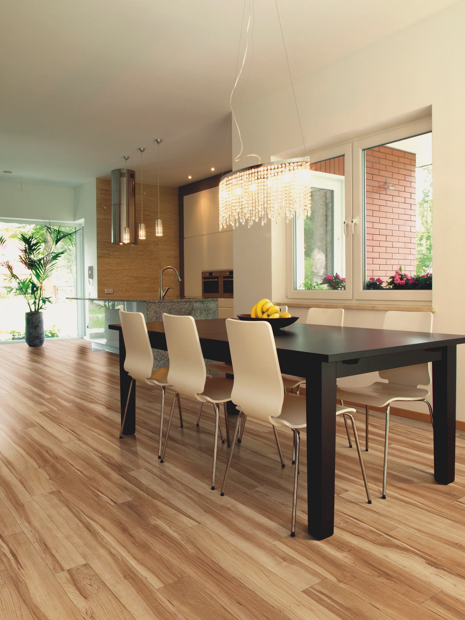Red River Hickory flooring, shown in a room
