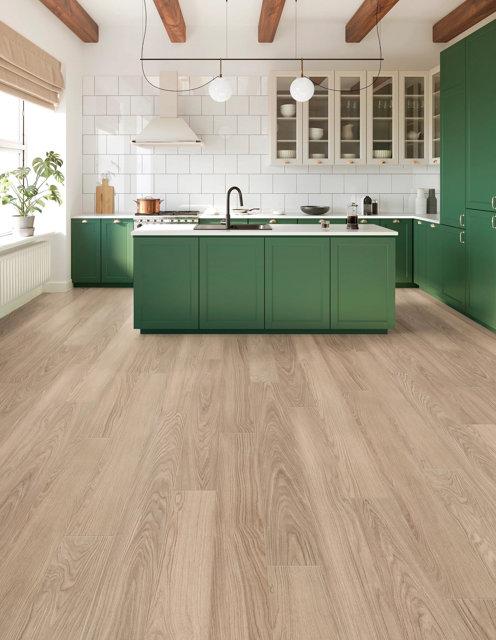 Pearlwood Walnut flooring, shown in a room