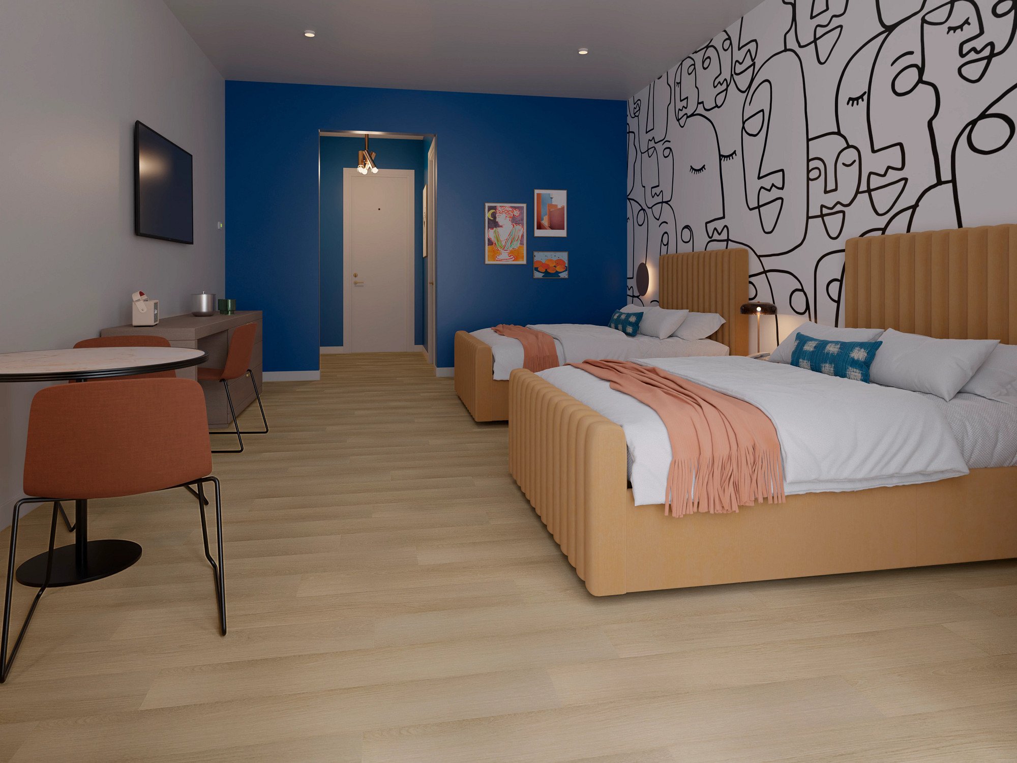Serene Sand flooring, shown in a room