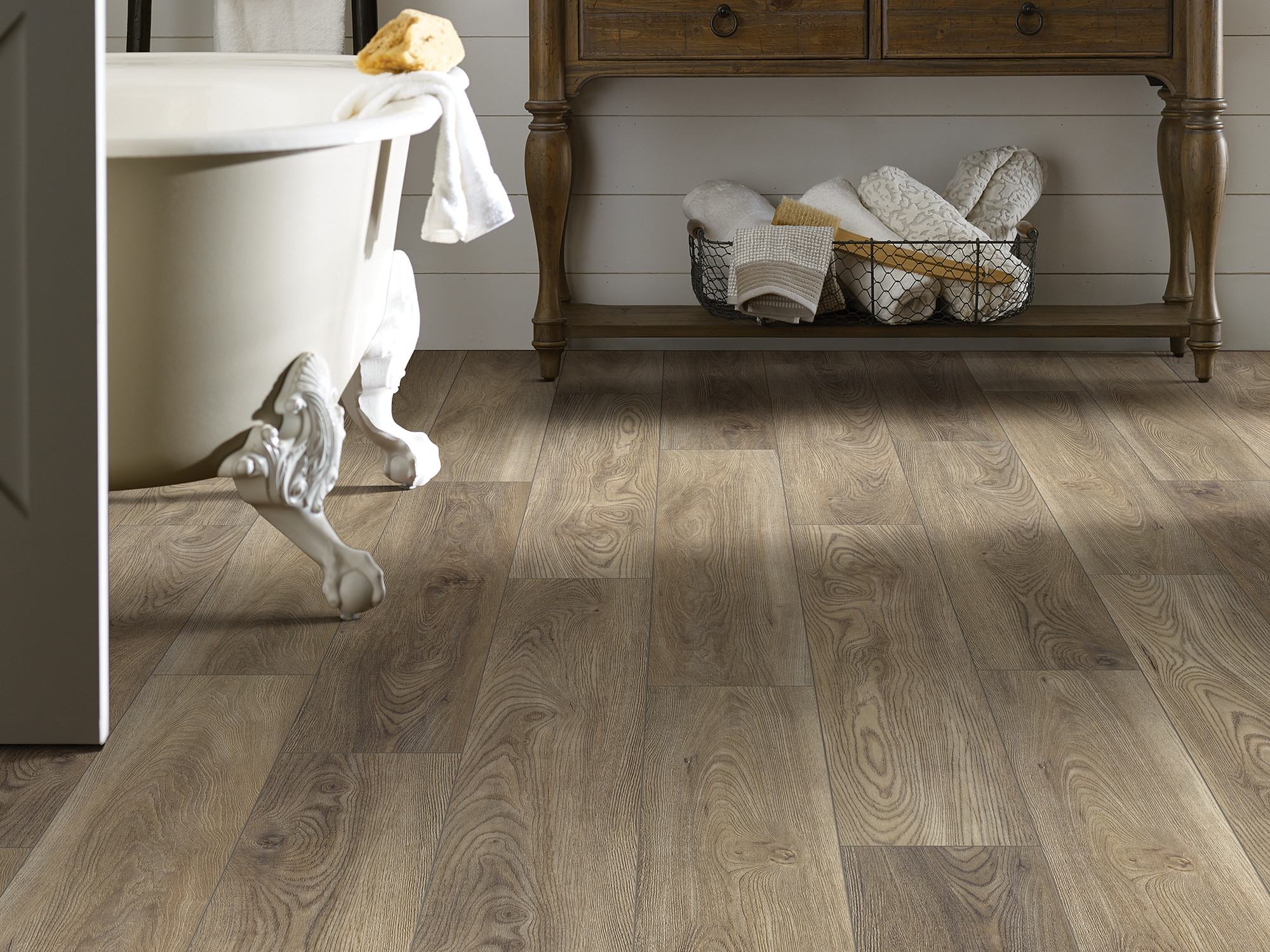 Ash Oak flooring, shown in a room