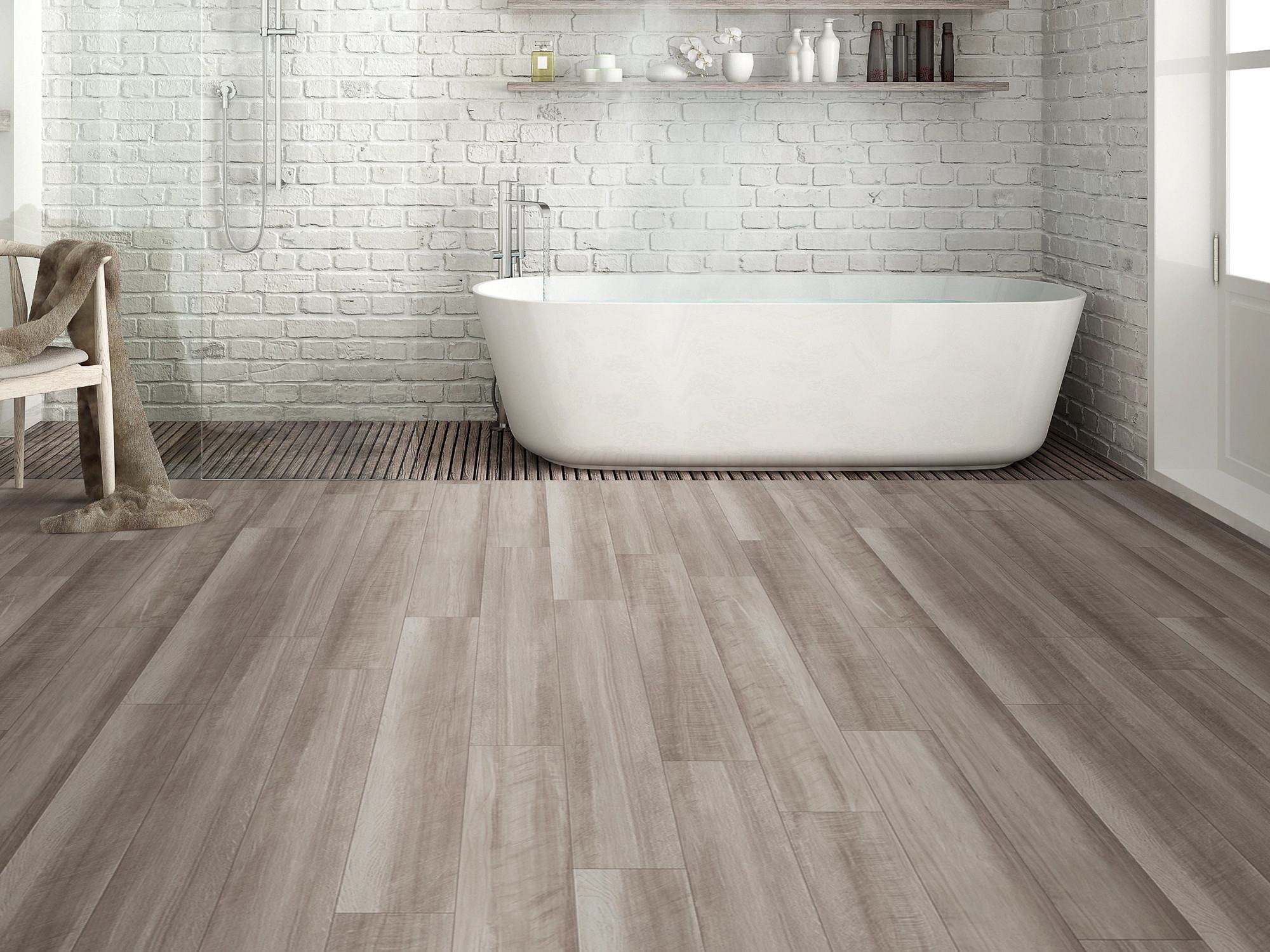 Oyster Oak flooring, shown in a room