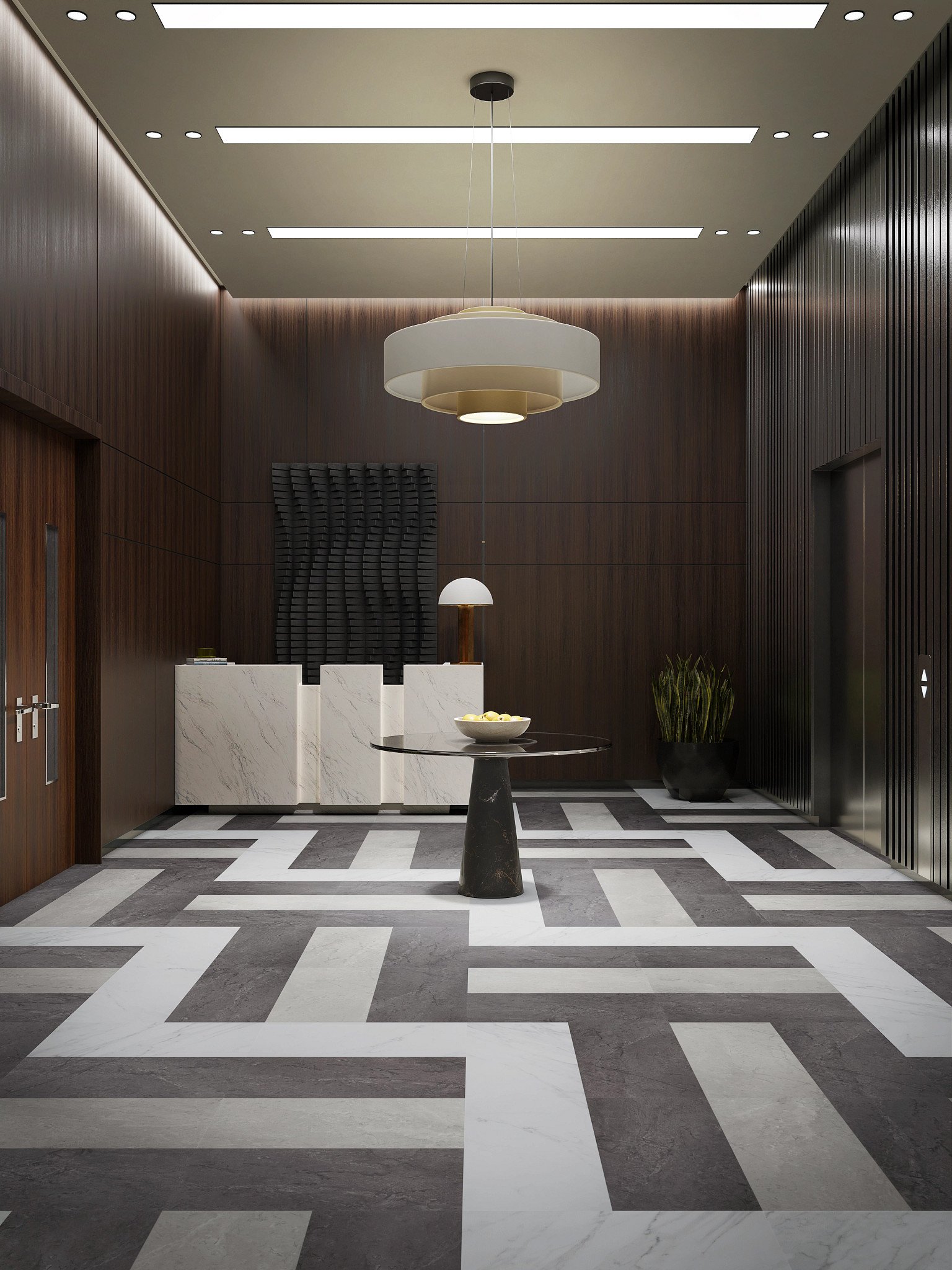 Carrara White flooring, shown in a room