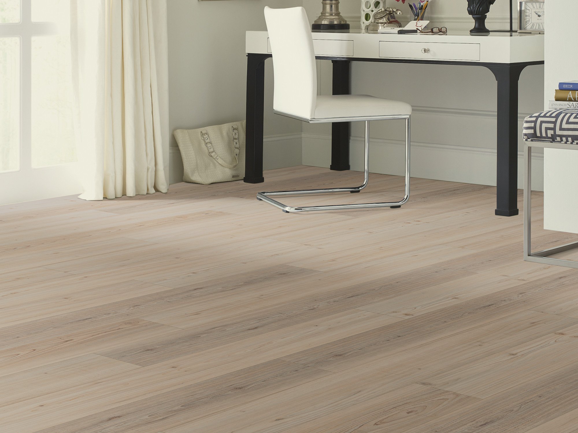 Light Pine flooring, shown in a room