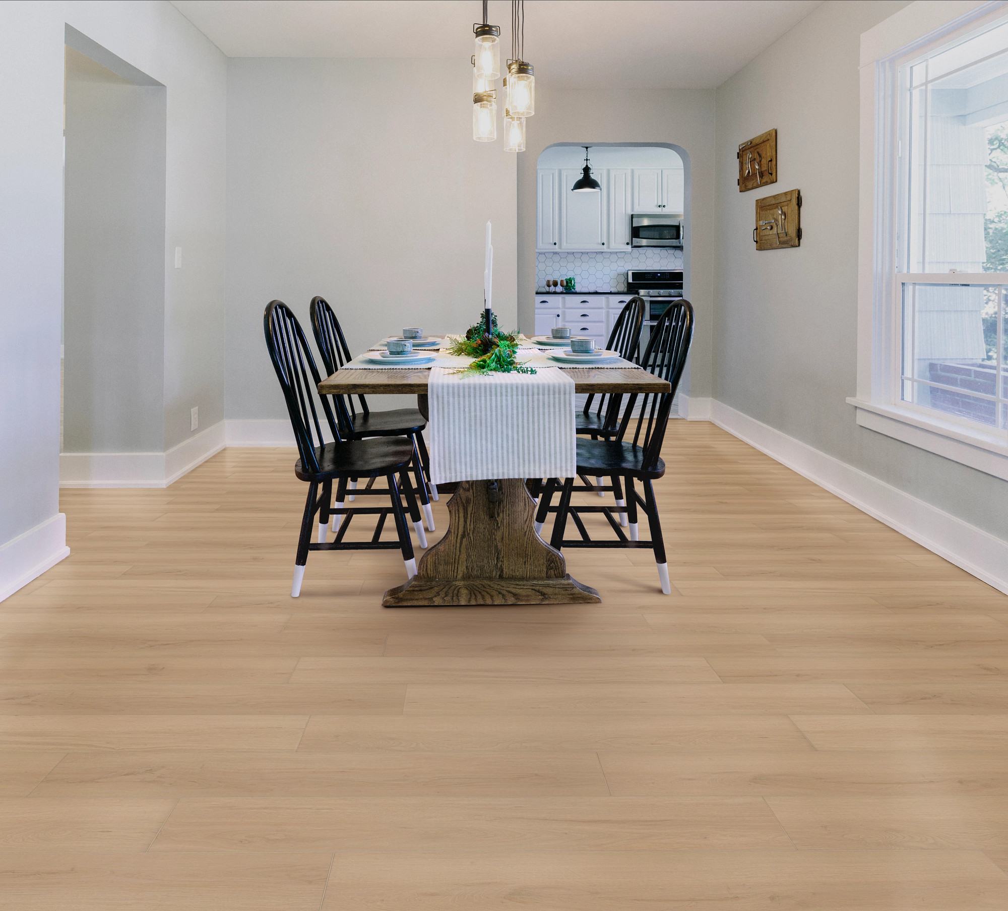 Champagne flooring, shown in a room