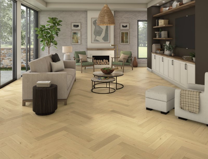 Warm Fork River Herringbone flooring in a room