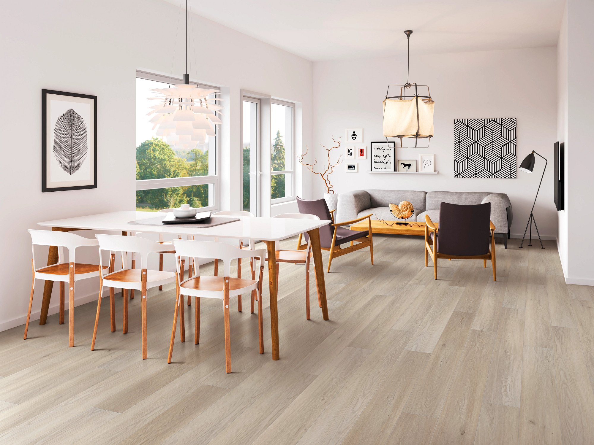 Kent Oak flooring, shown in a room