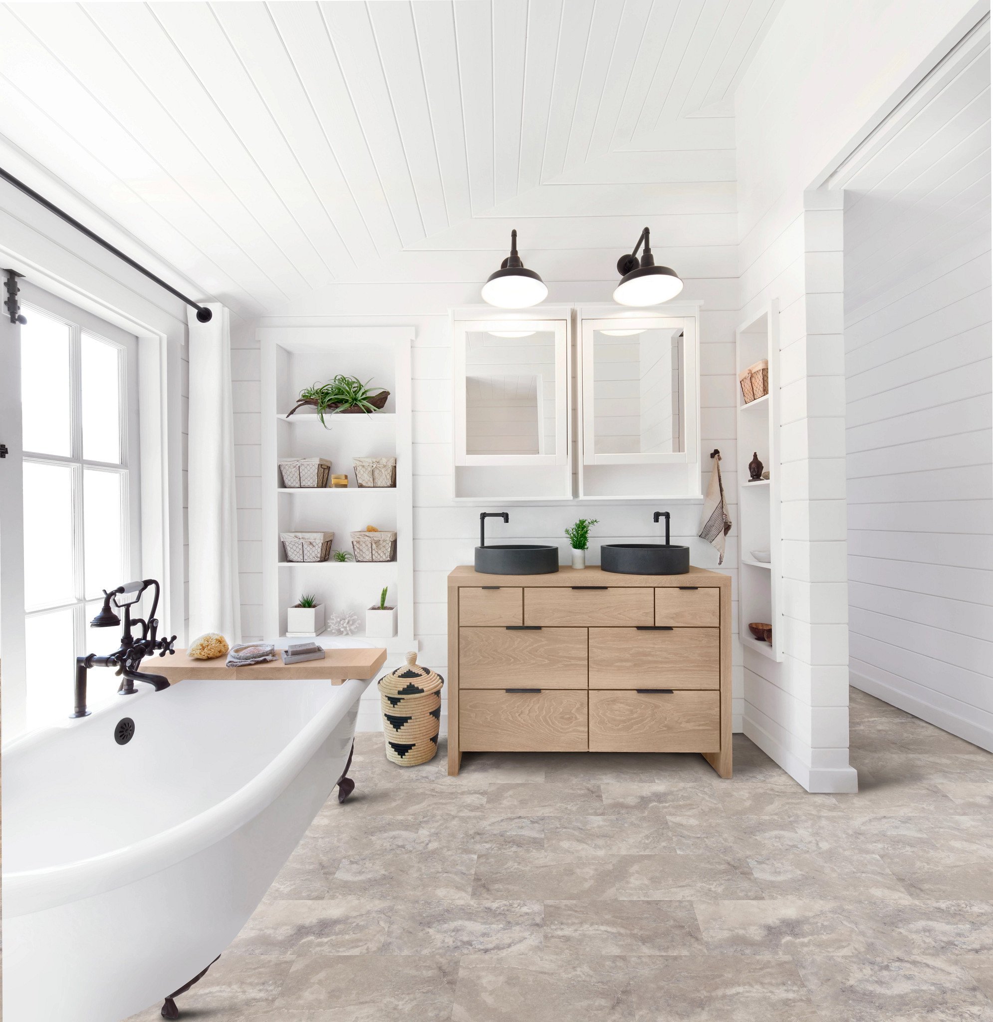 Fossil flooring, shown in a room
