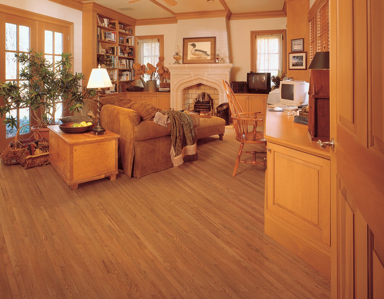 Gunstock flooring, shown in a room