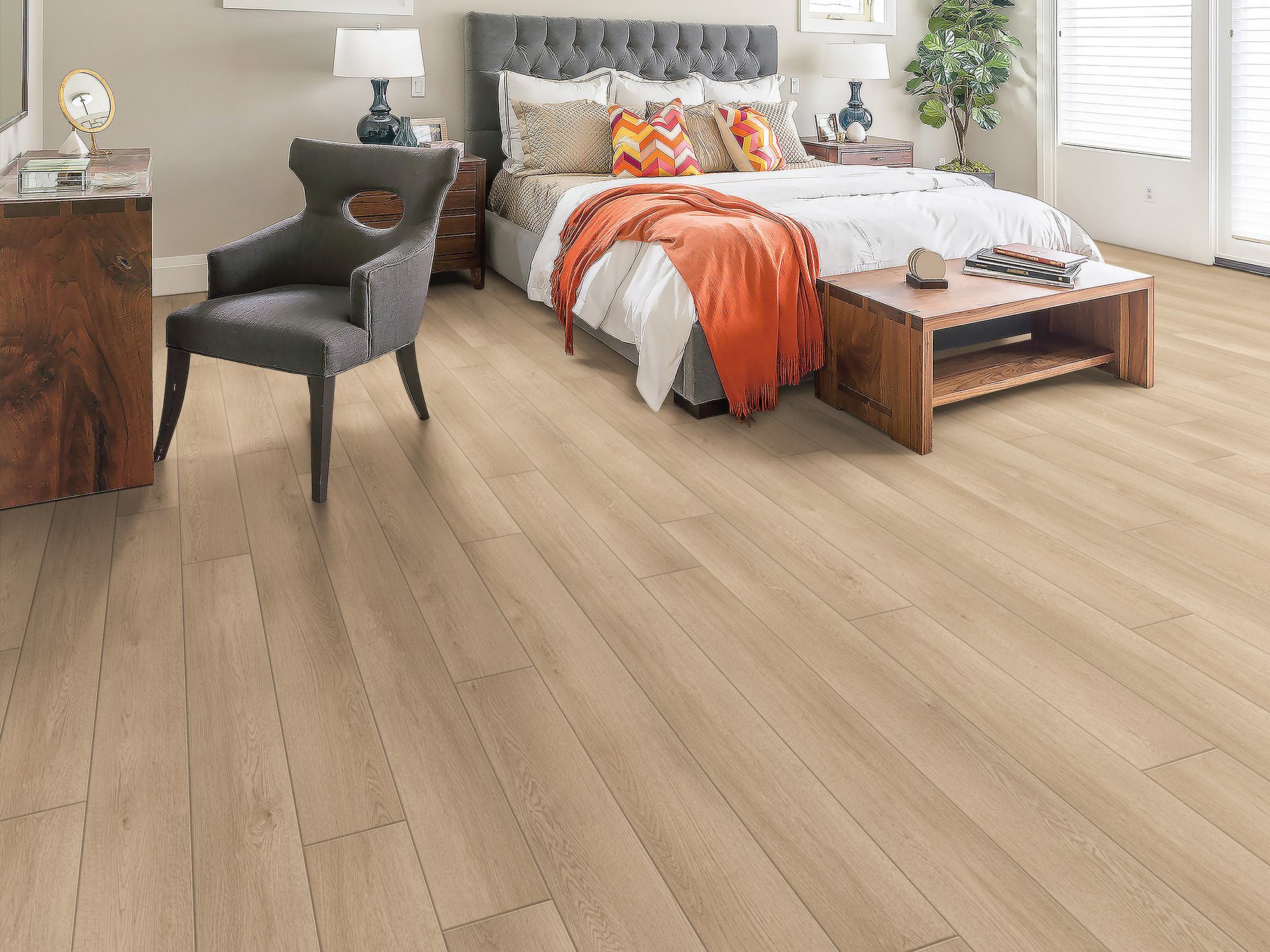 Honey Gold flooring, shown in a room
