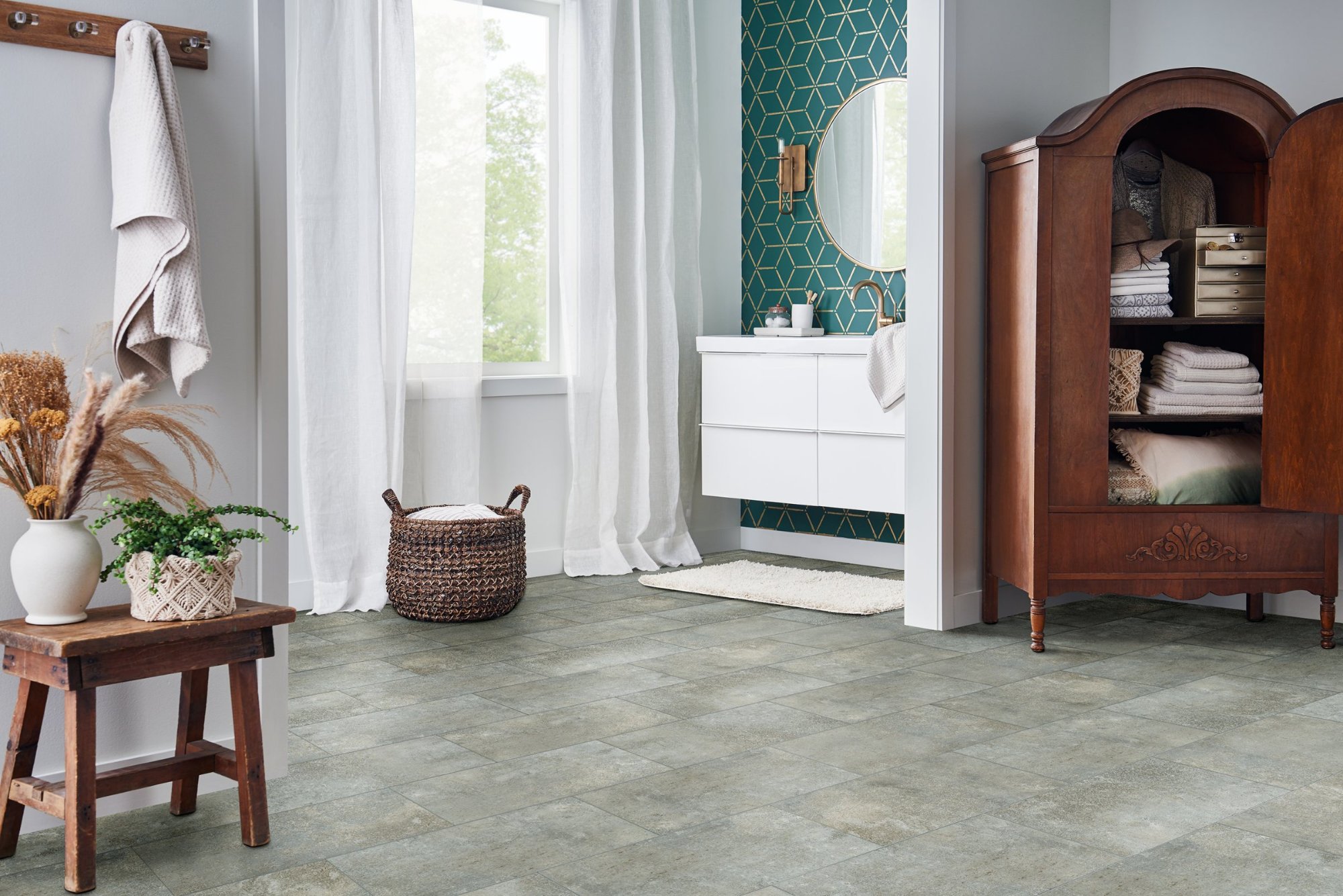 Cavernous Gray flooring, shown in a room