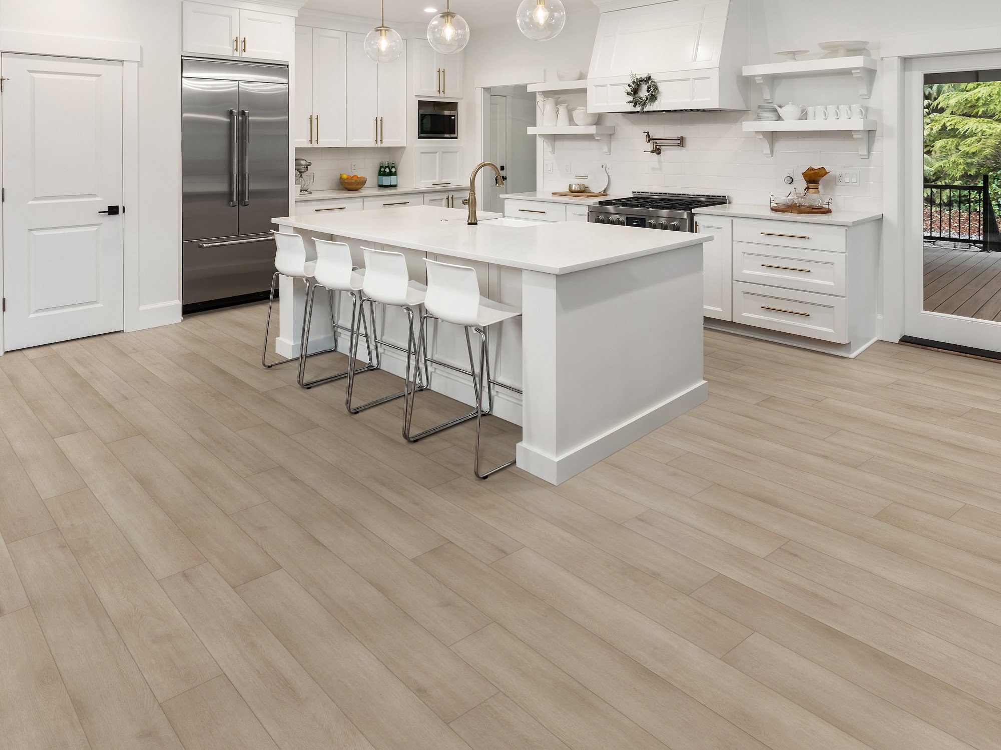Serene Greige flooring, shown in a room