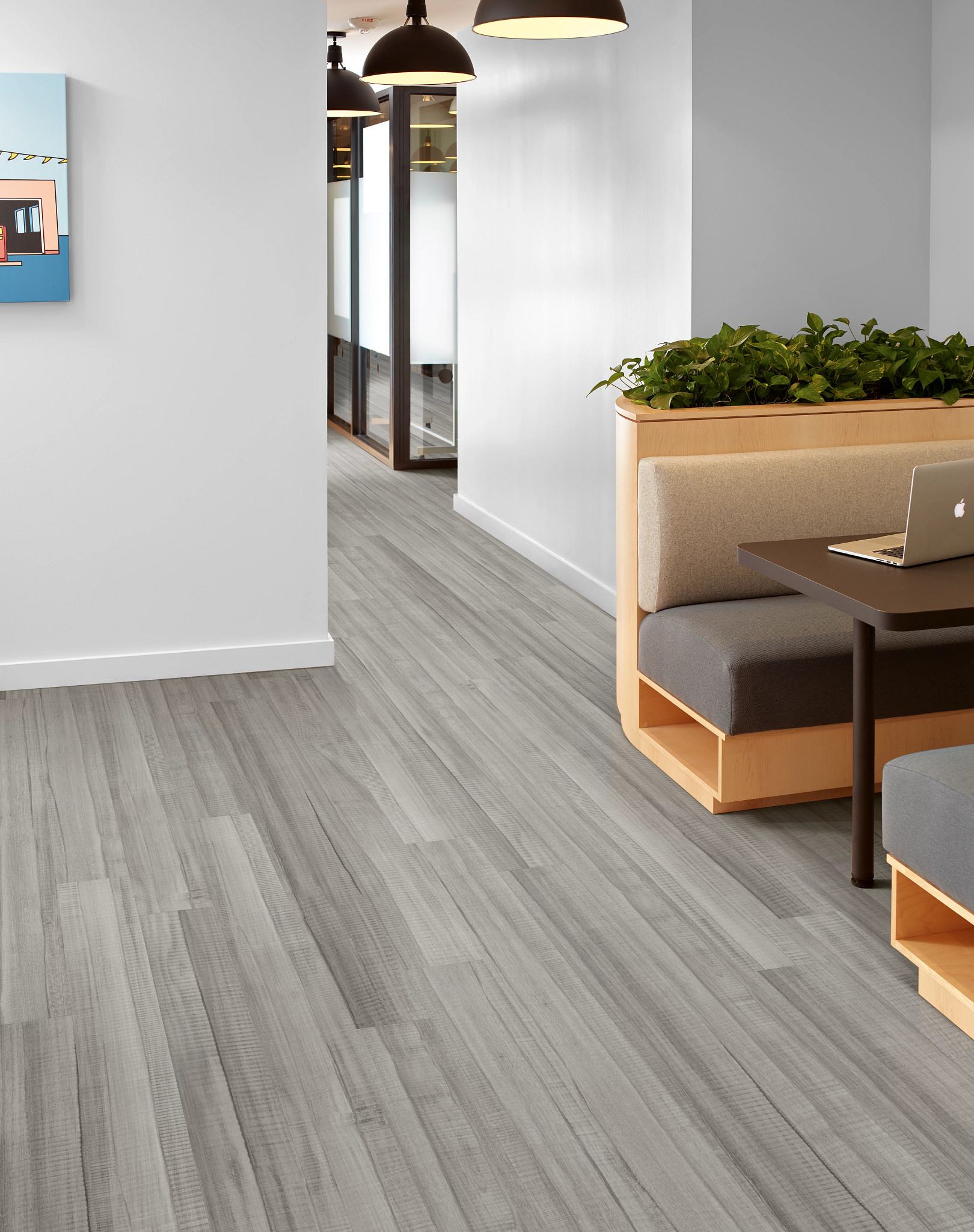 Cinders flooring, shown in a room