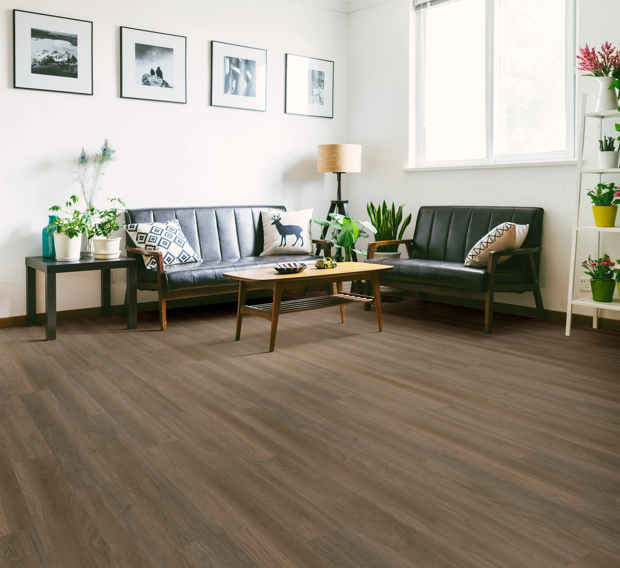 Native Pecan flooring, shown in a room