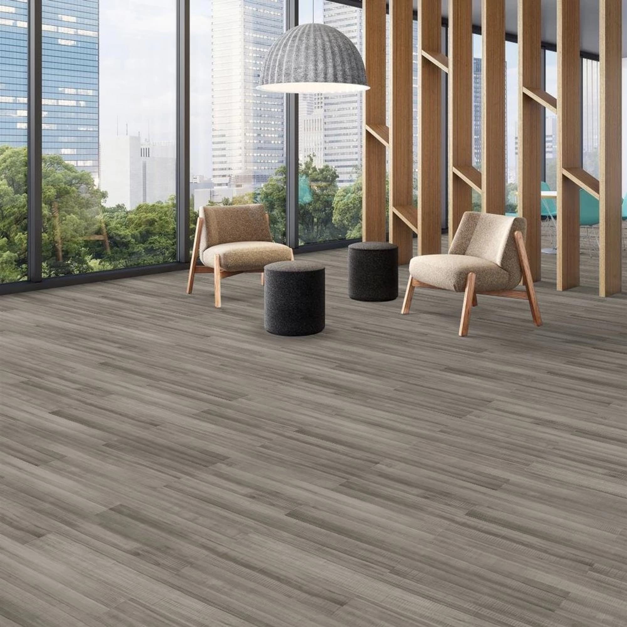Cinders flooring, shown in a room
