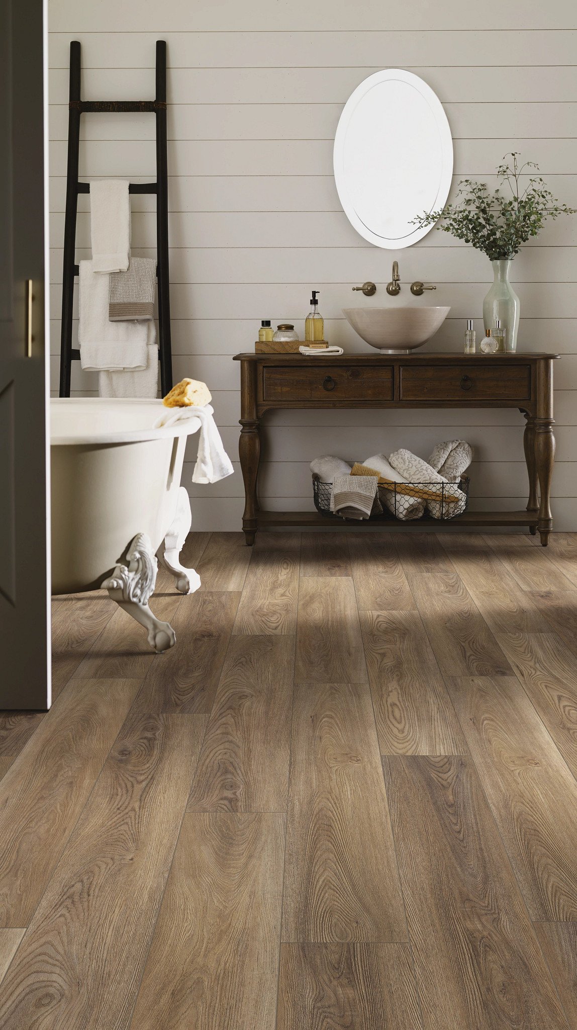 Ash Oak flooring, shown in a room