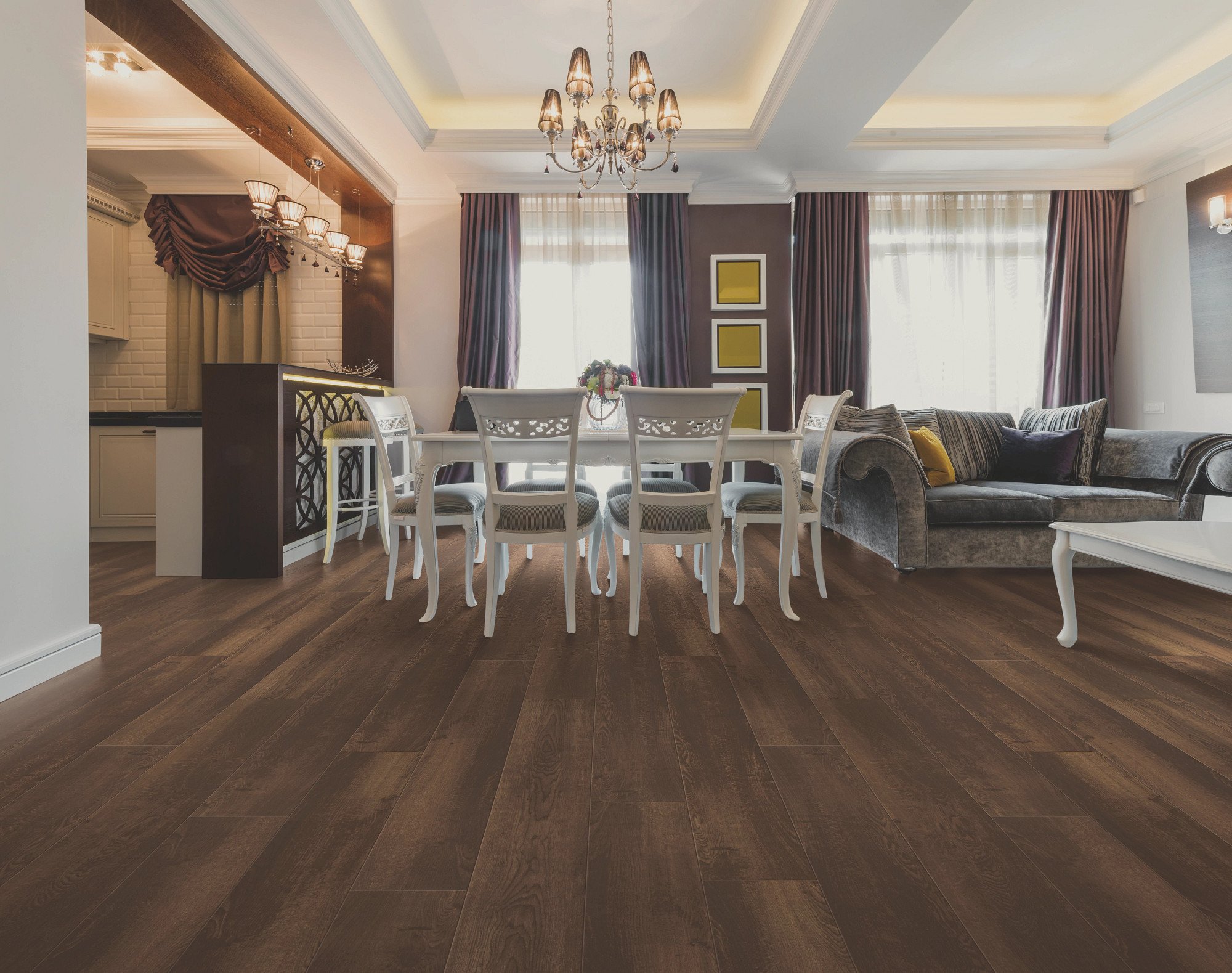 Williamson Oak flooring, shown in a room