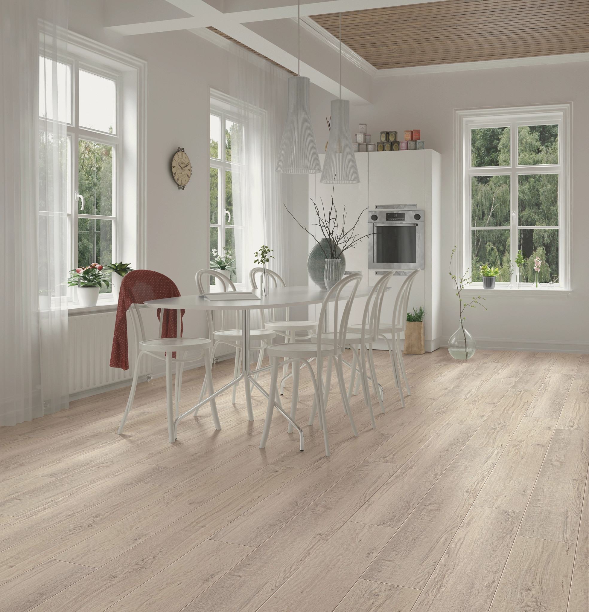 Hayes Oak flooring, shown in a room