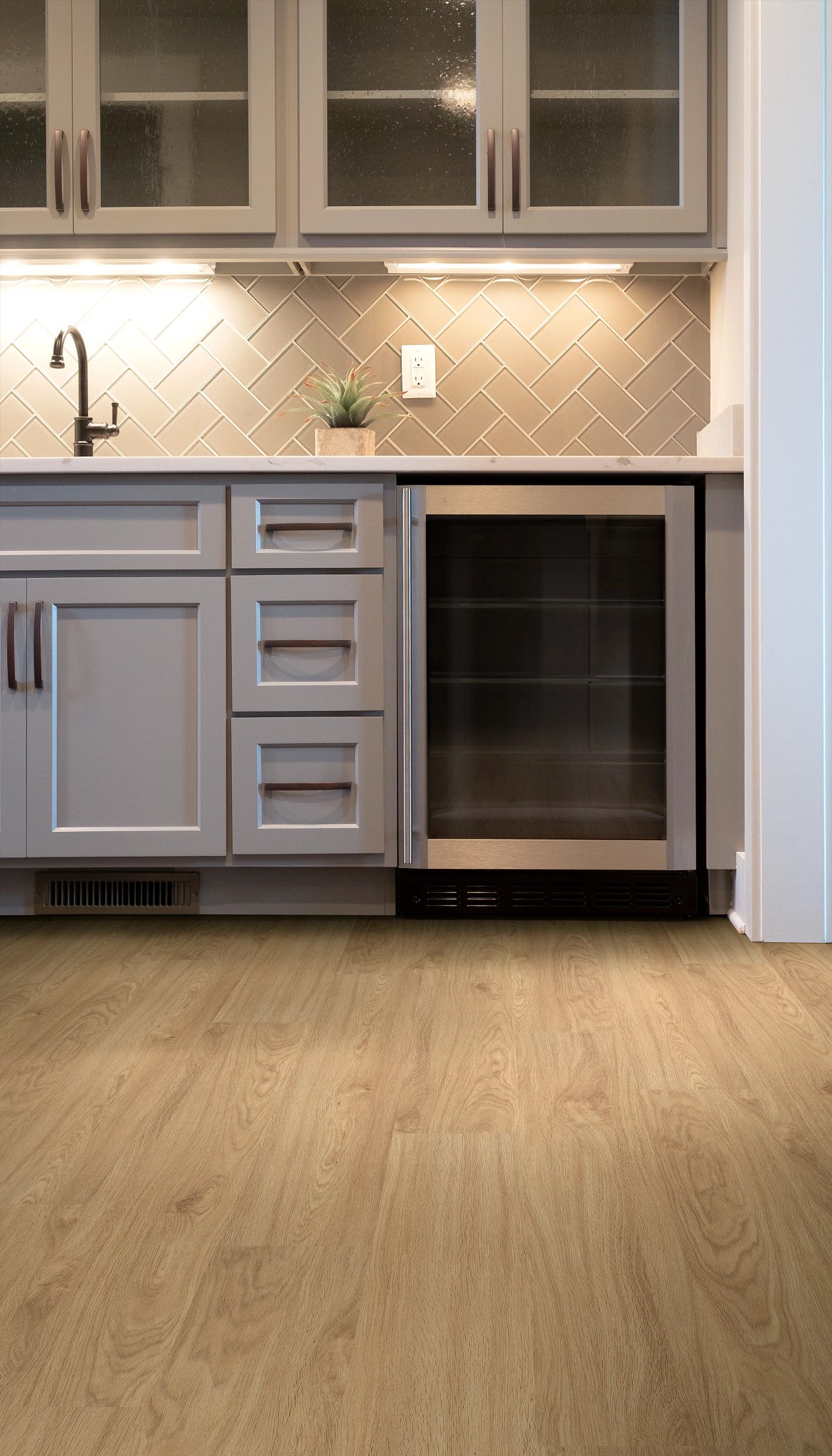 Honeycomb flooring, shown in a room