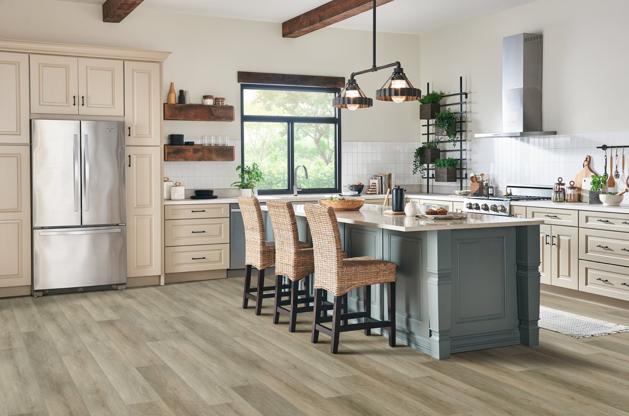 Carefree Greige flooring, shown in a room
