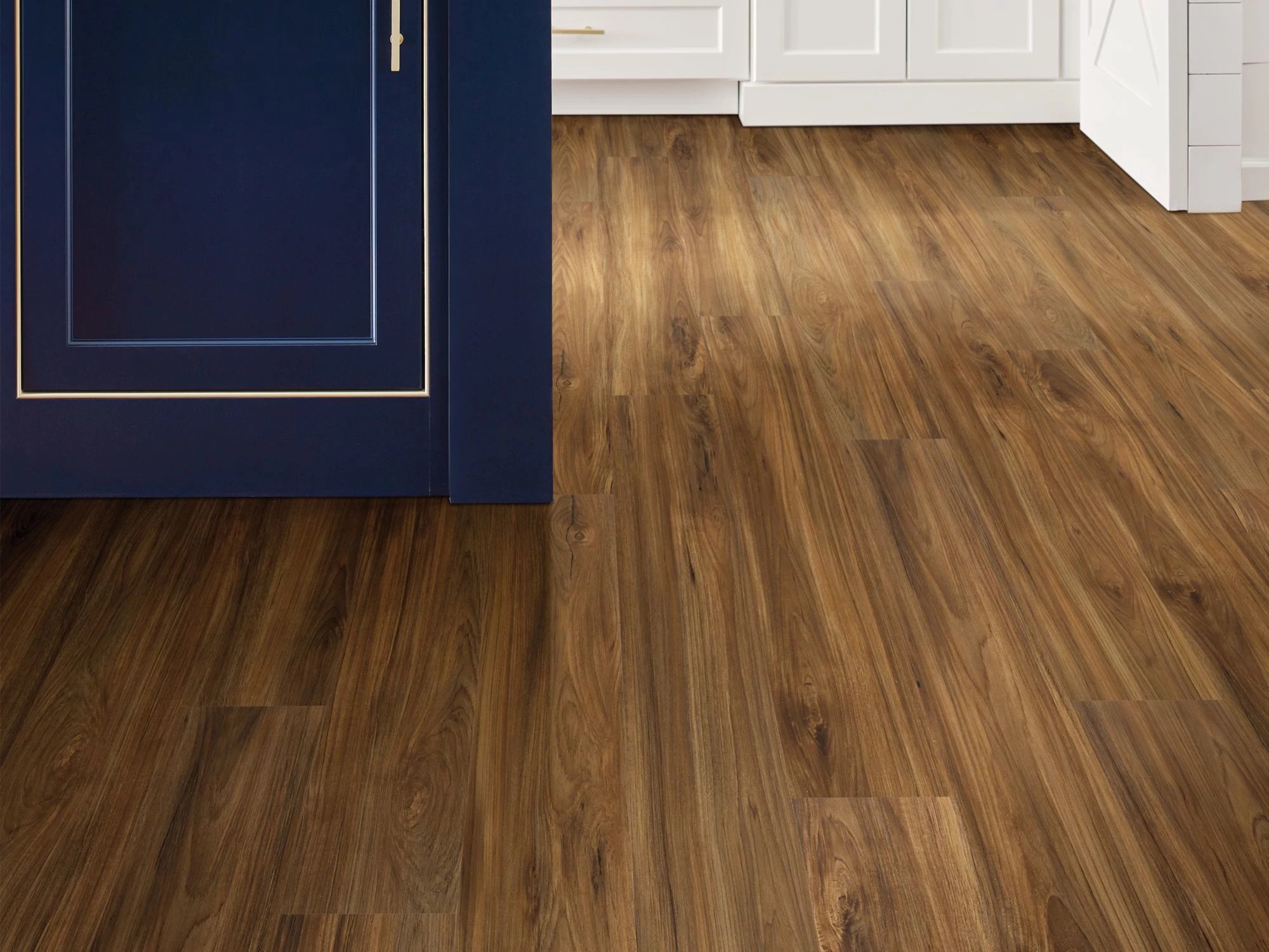 Burmese Teak flooring, shown in a room