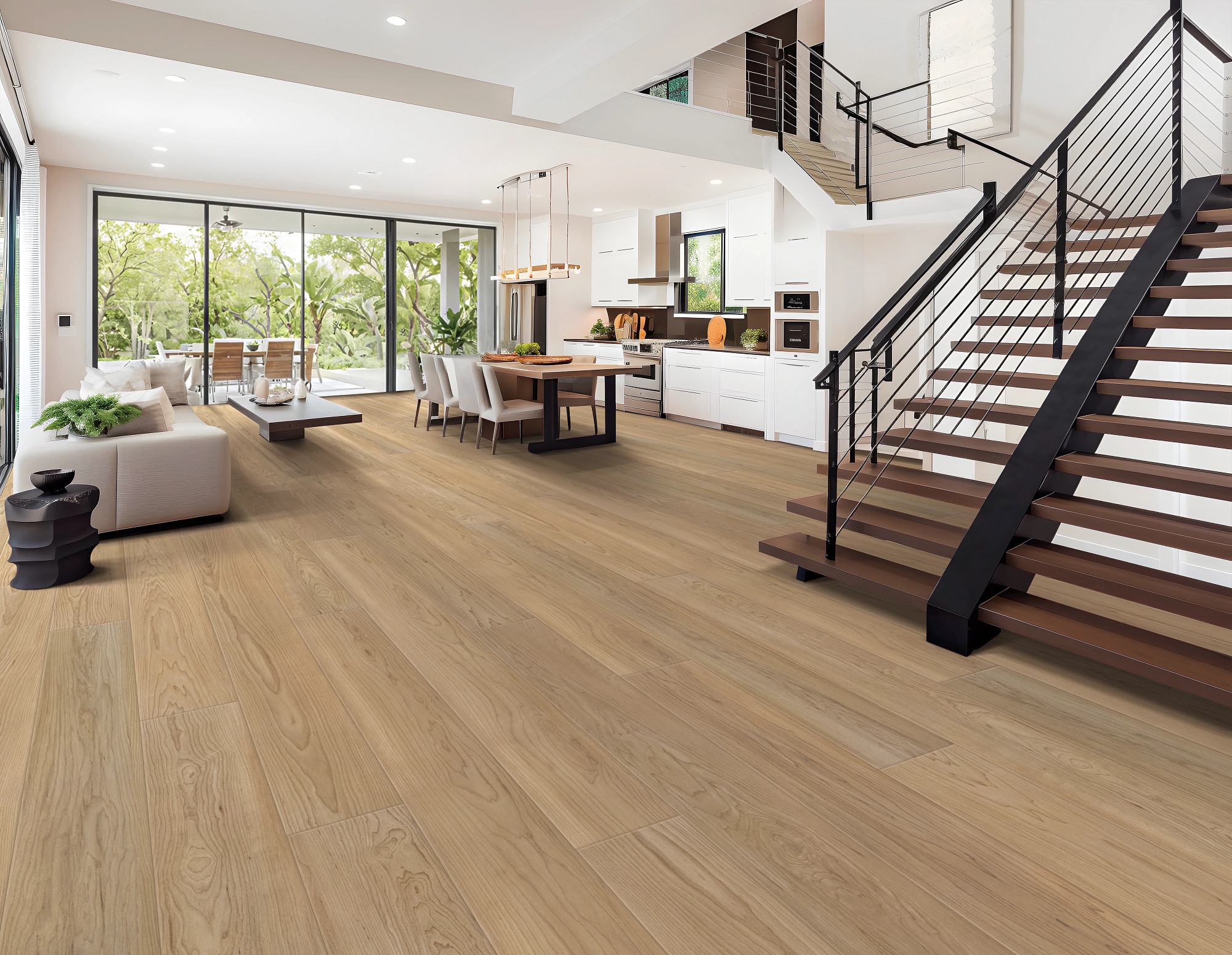 Espresso Mist Maple flooring, shown in a room