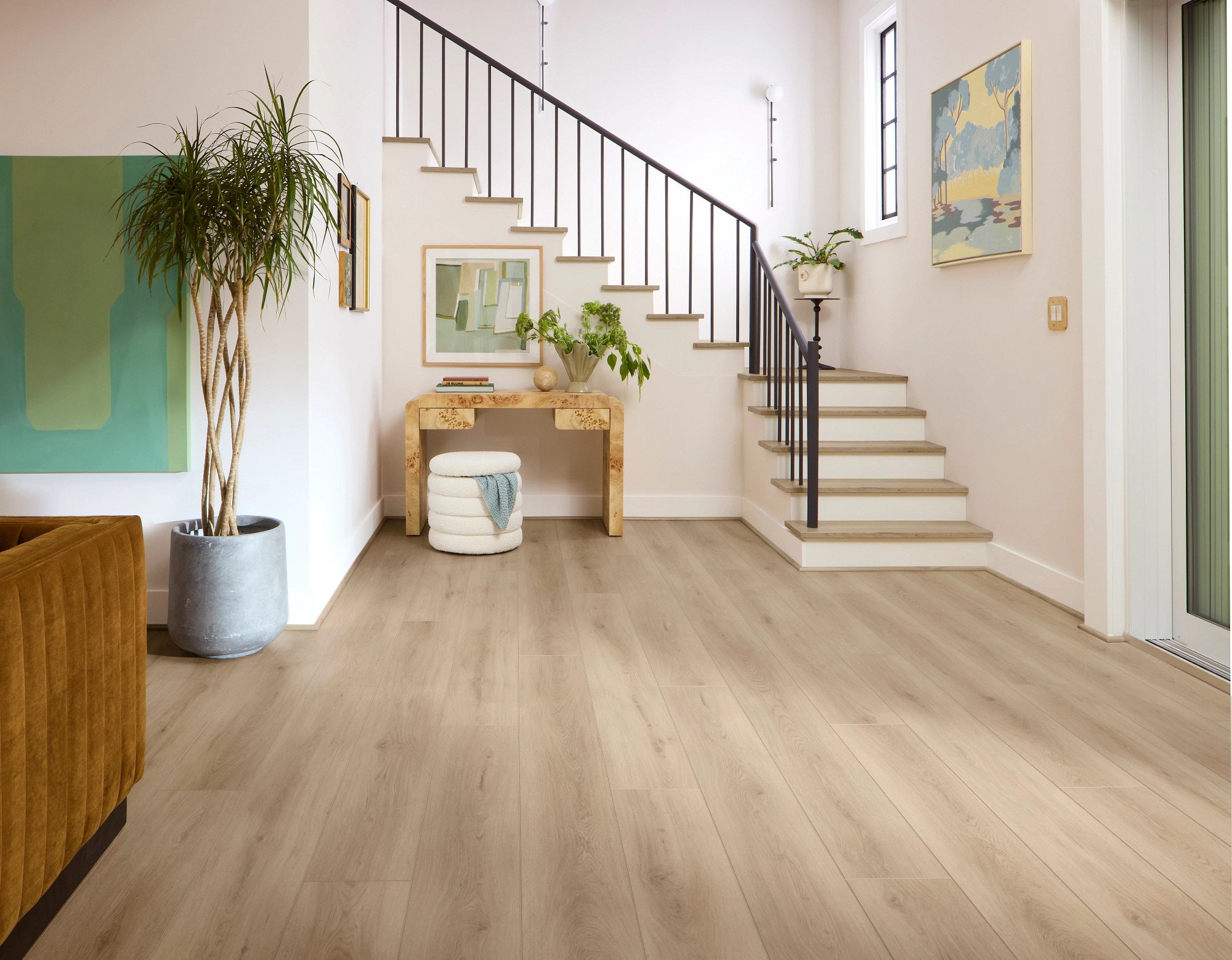 Genova Oak flooring, shown in a room
