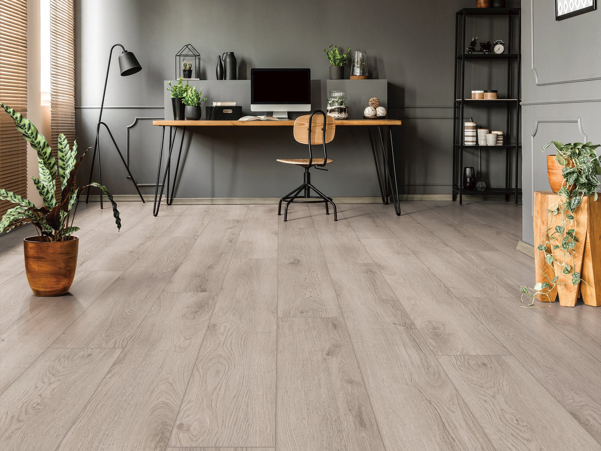 Mellow Grey flooring, shown in a room