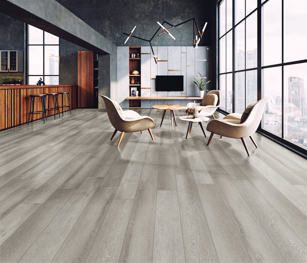Fossil flooring, shown in a room