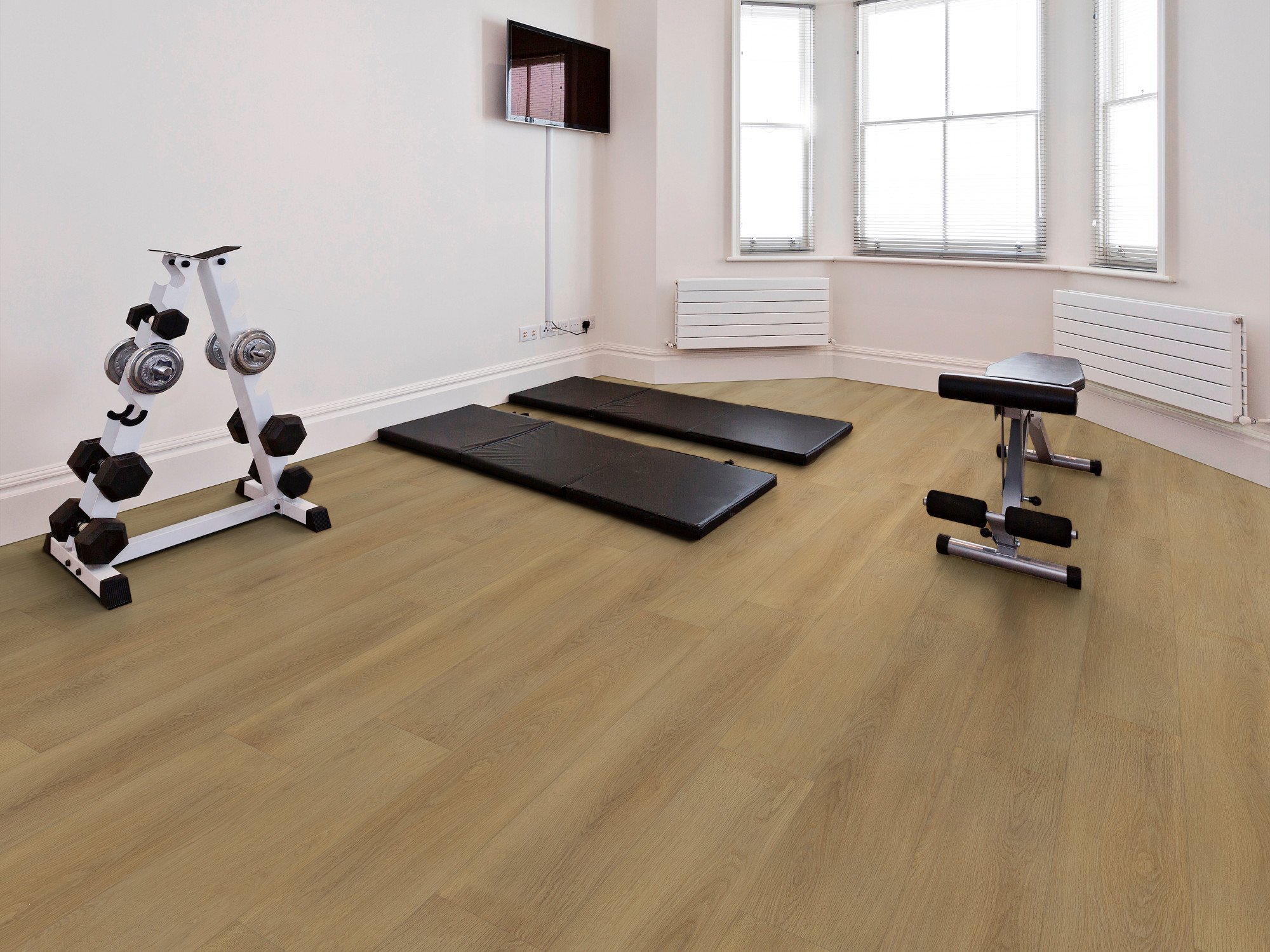 Warm Honey flooring, shown in a room