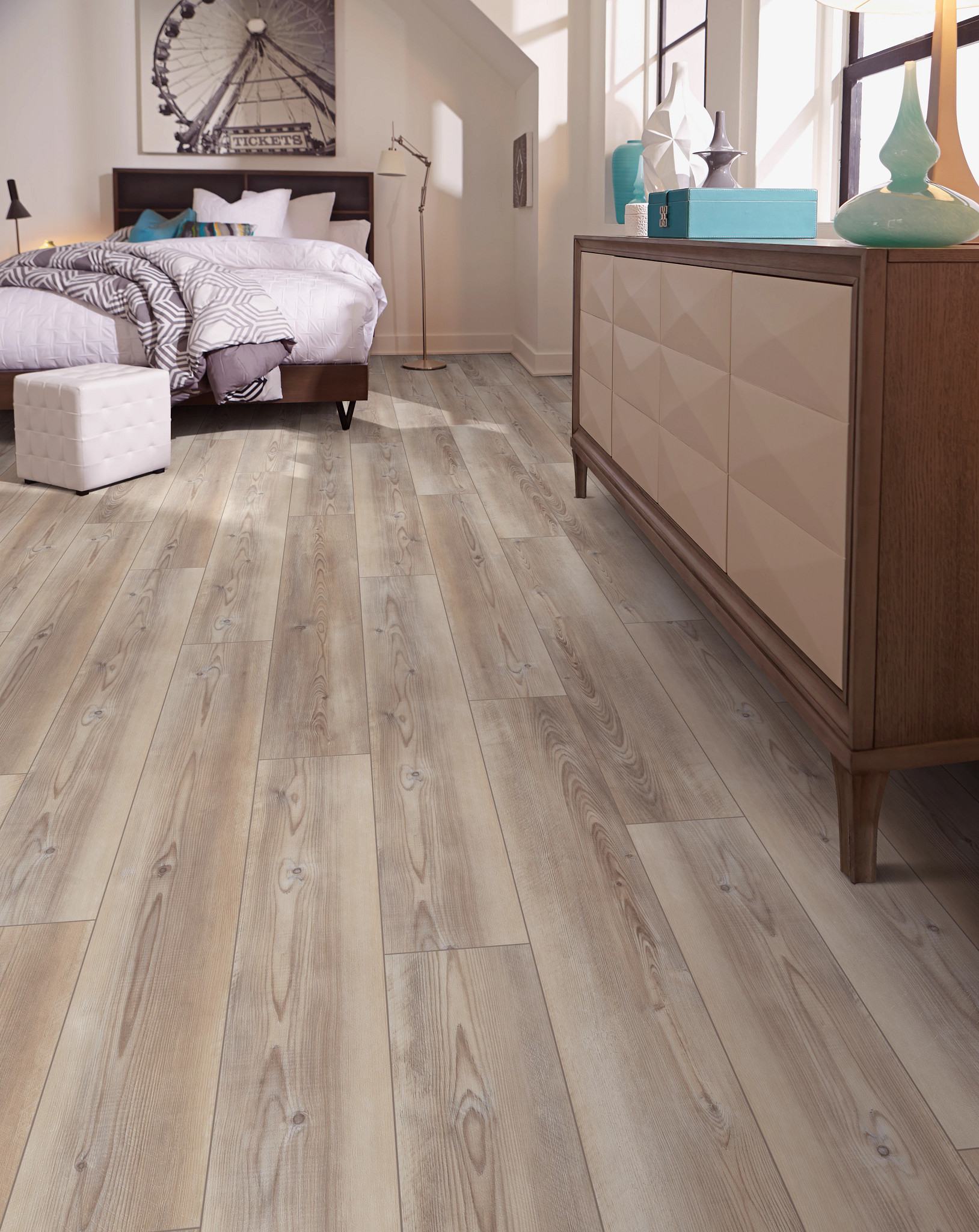 Cut Pine flooring, shown in a room