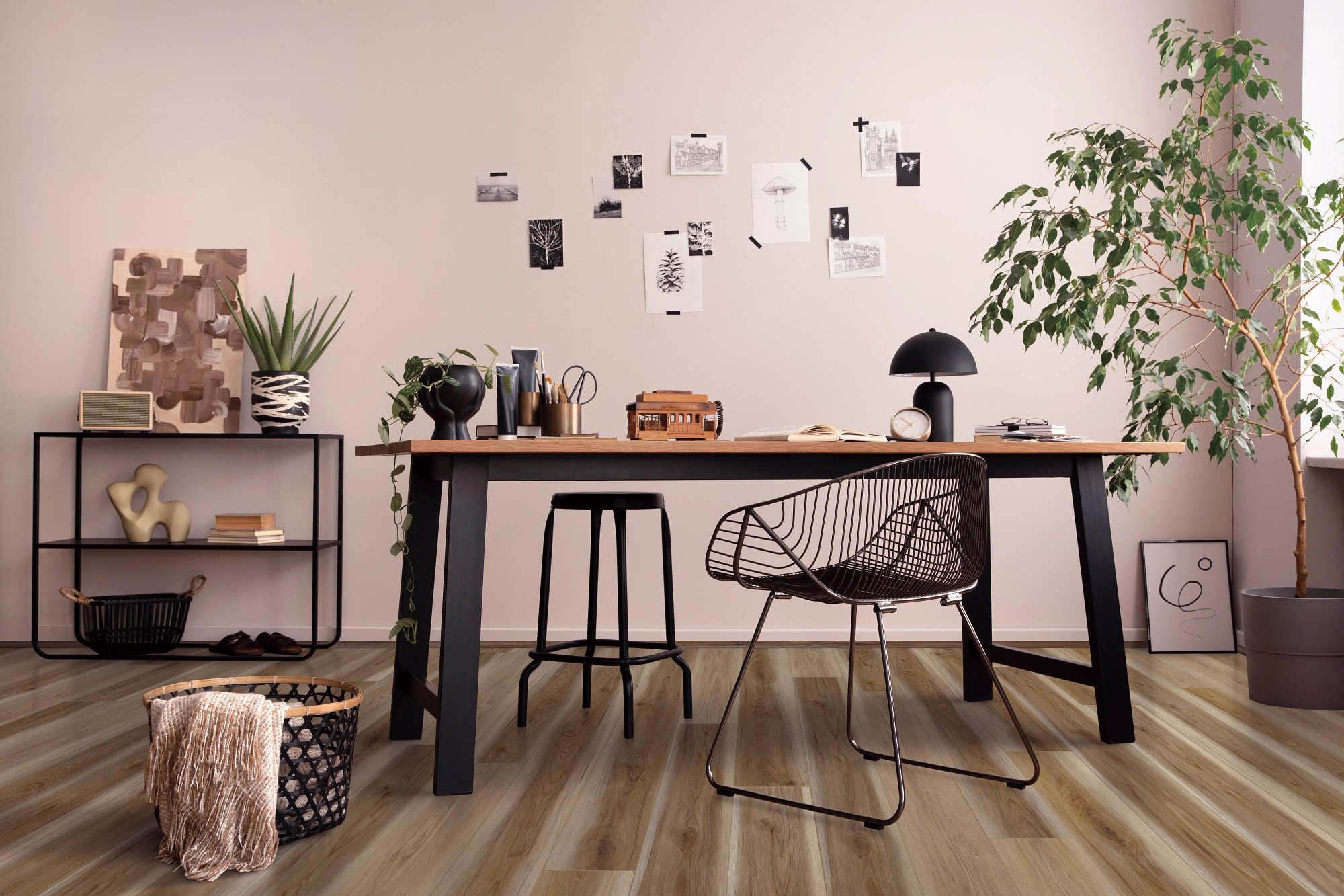 Wilson Pecan flooring, shown in a room