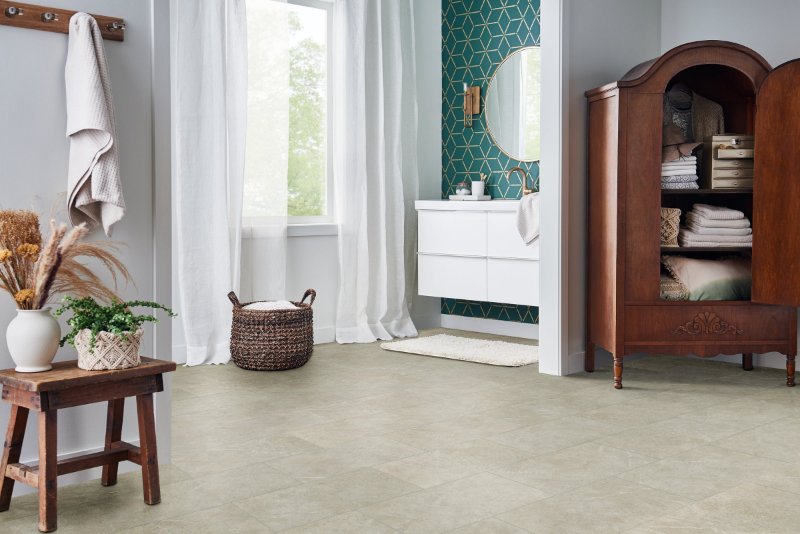 Stonework Tan flooring in a room