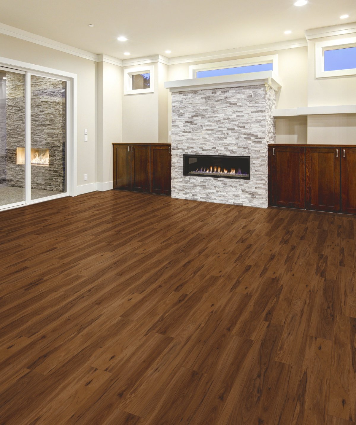 Cognac flooring, shown in a room