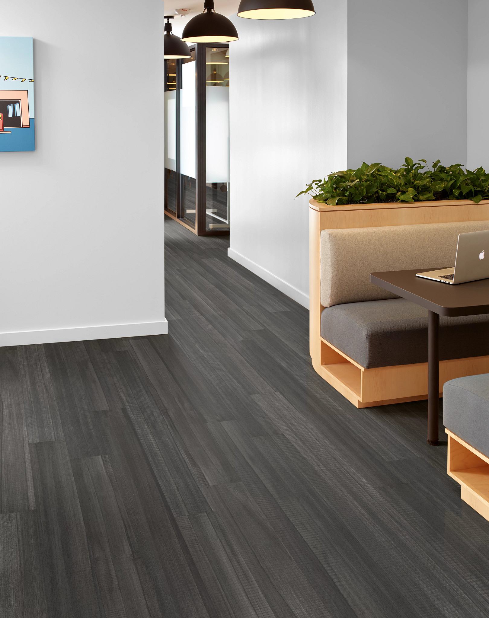 Pitch flooring, shown in a room