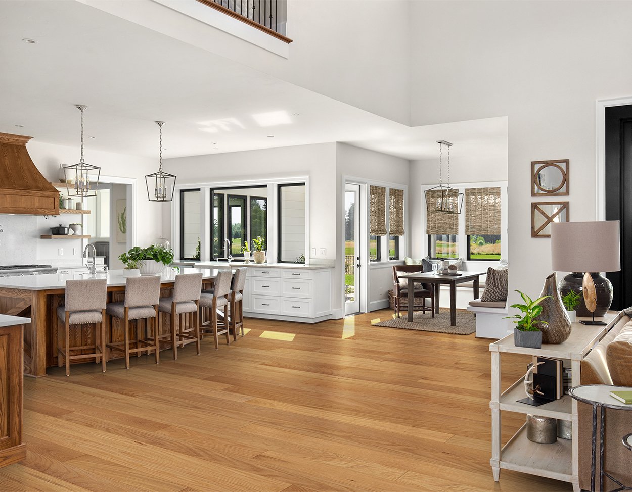 Natural flooring, shown in a room