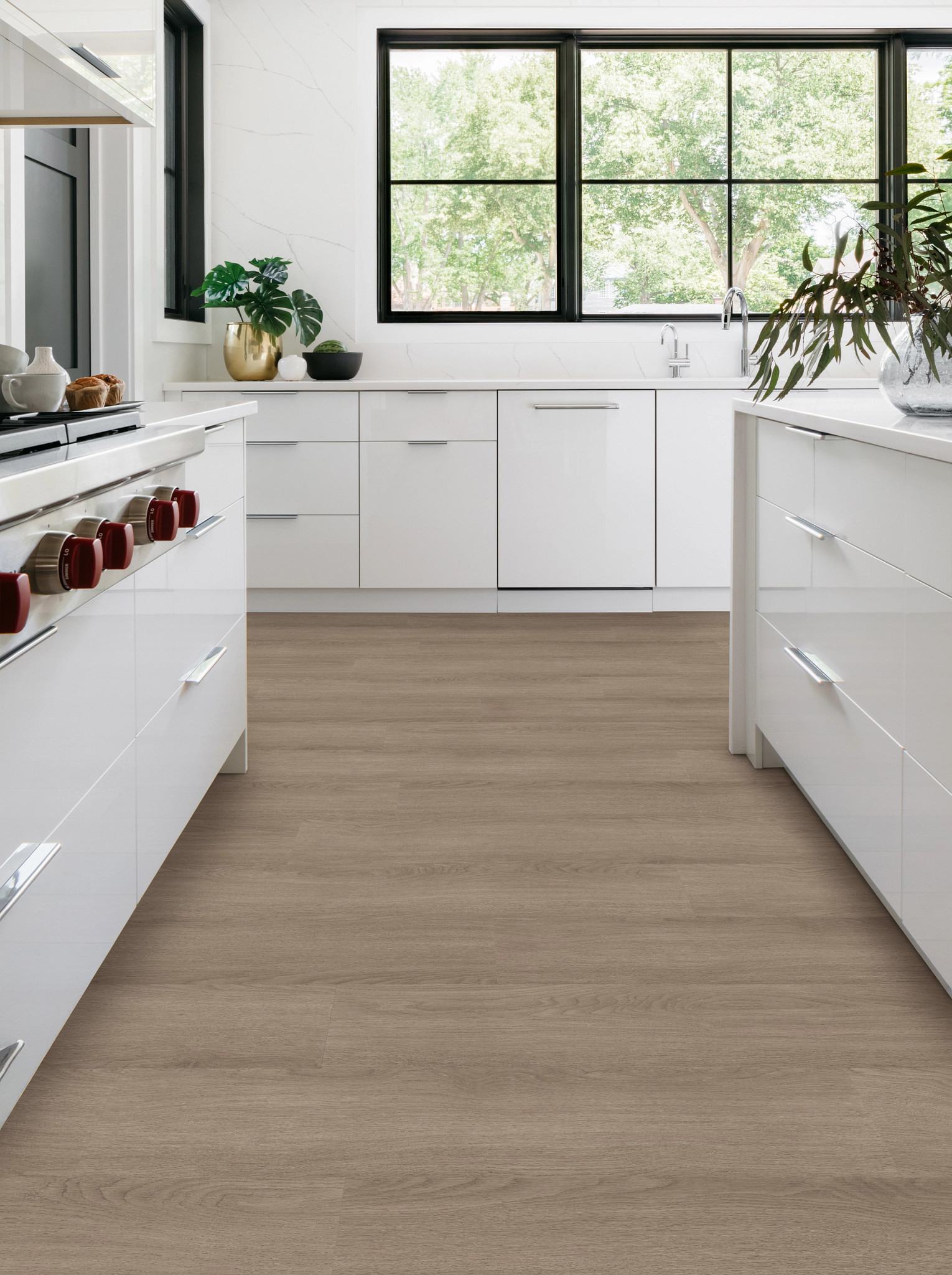 Timber flooring, shown in a room