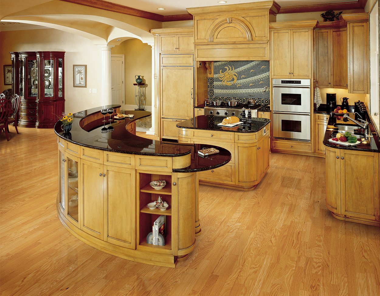 Caramel flooring, shown in a room