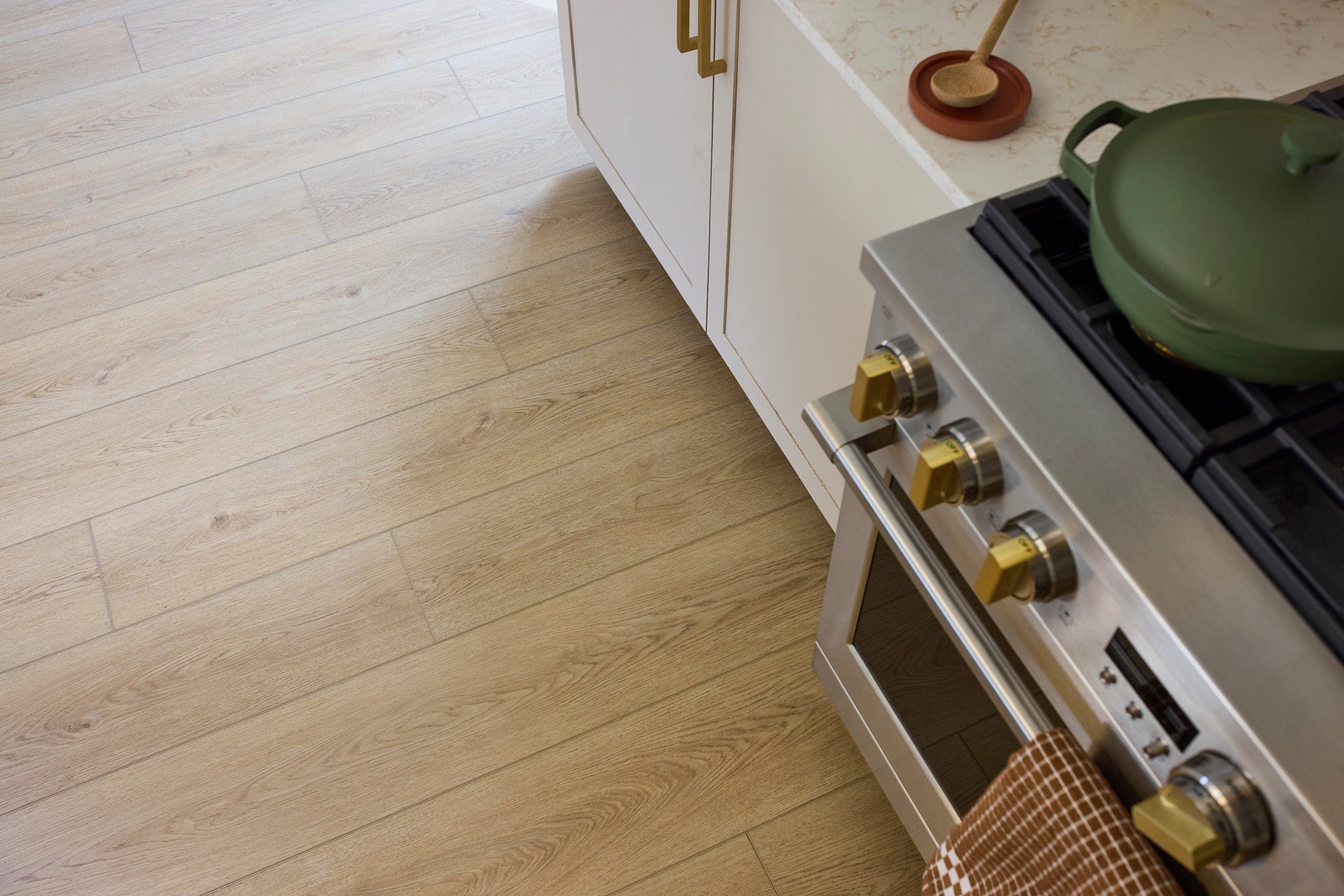 Natural Linen Oak flooring, shown in a room