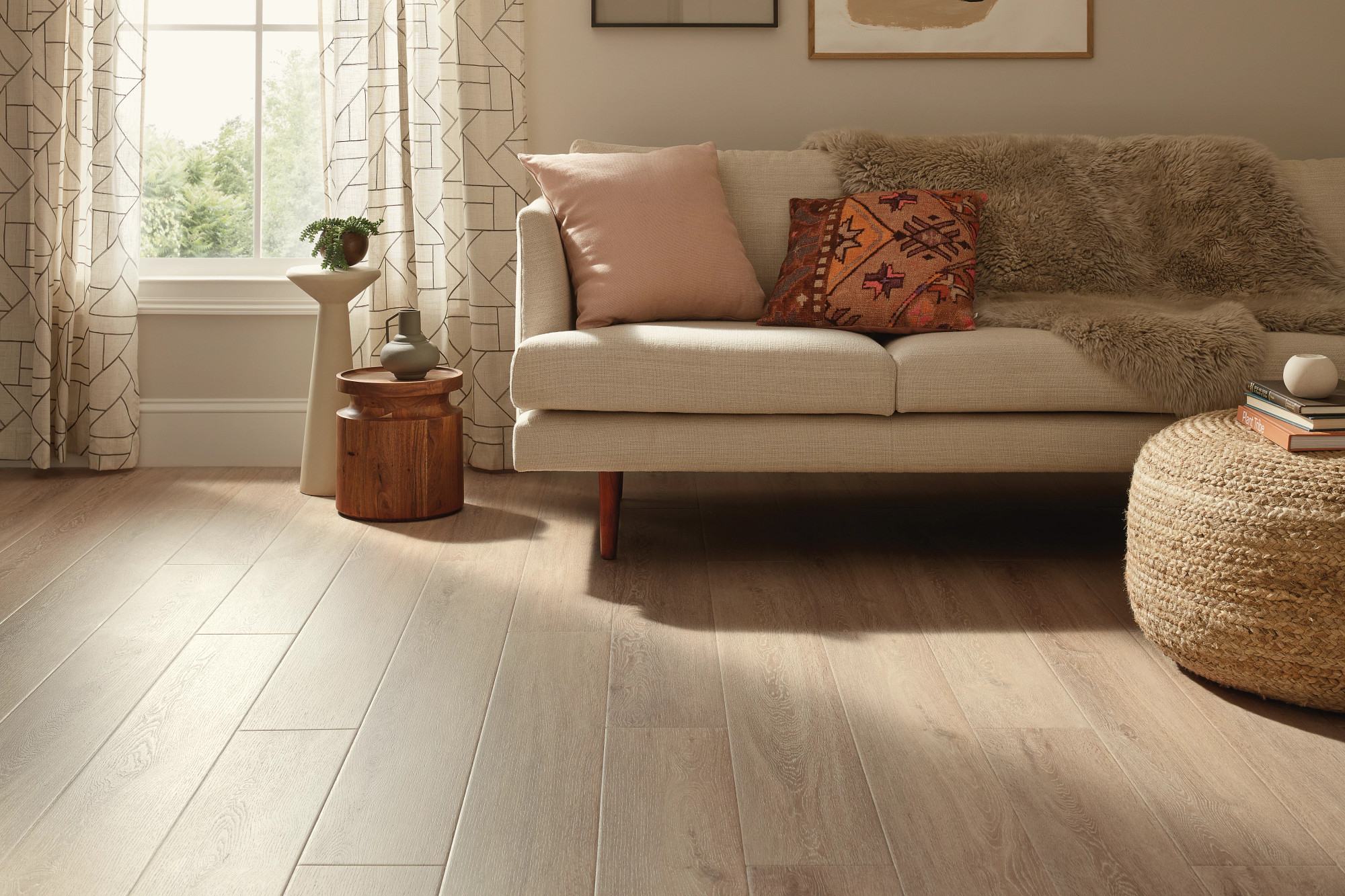 Bosc Oak flooring, shown in a room