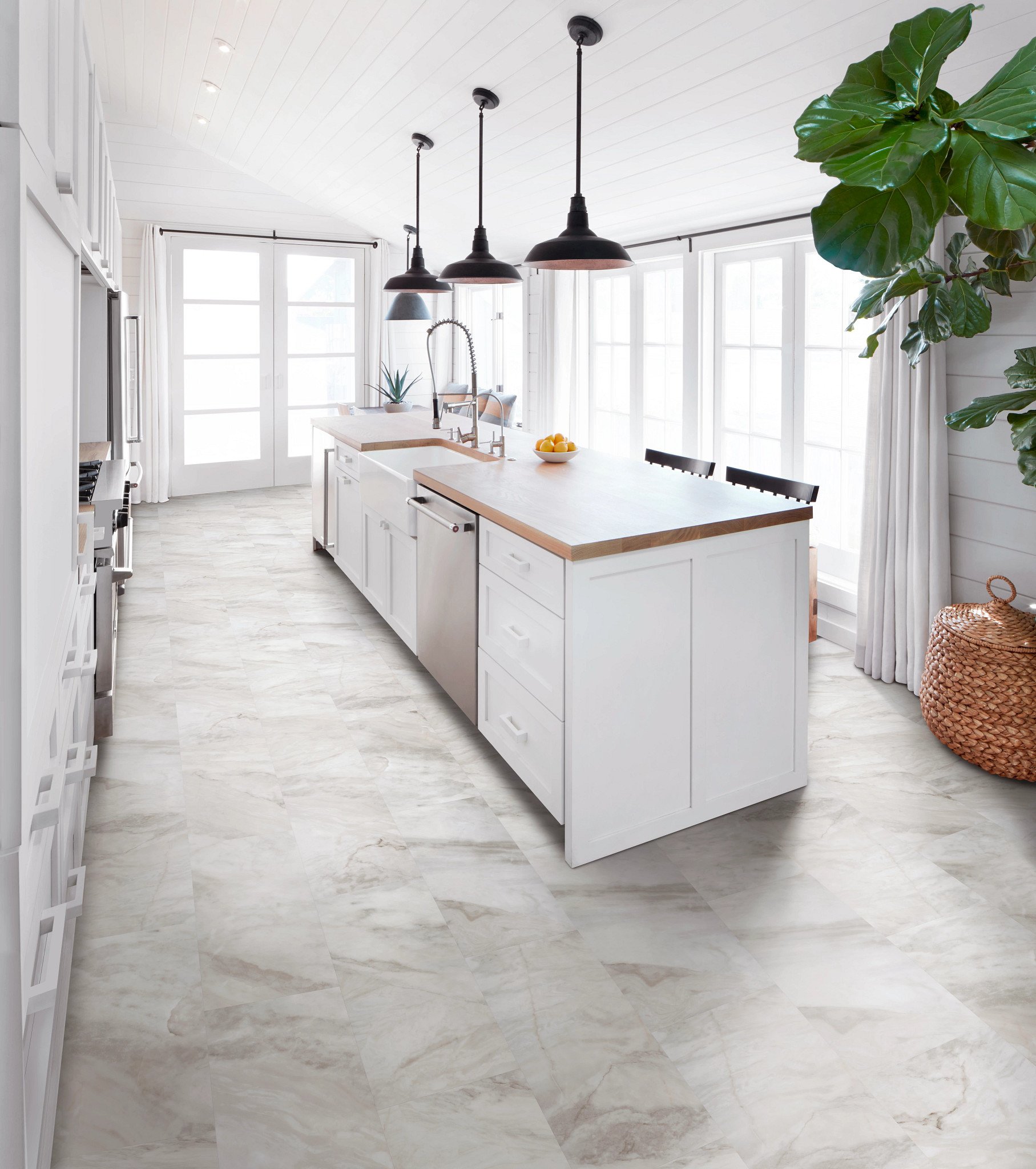 Ivory flooring, shown in a room