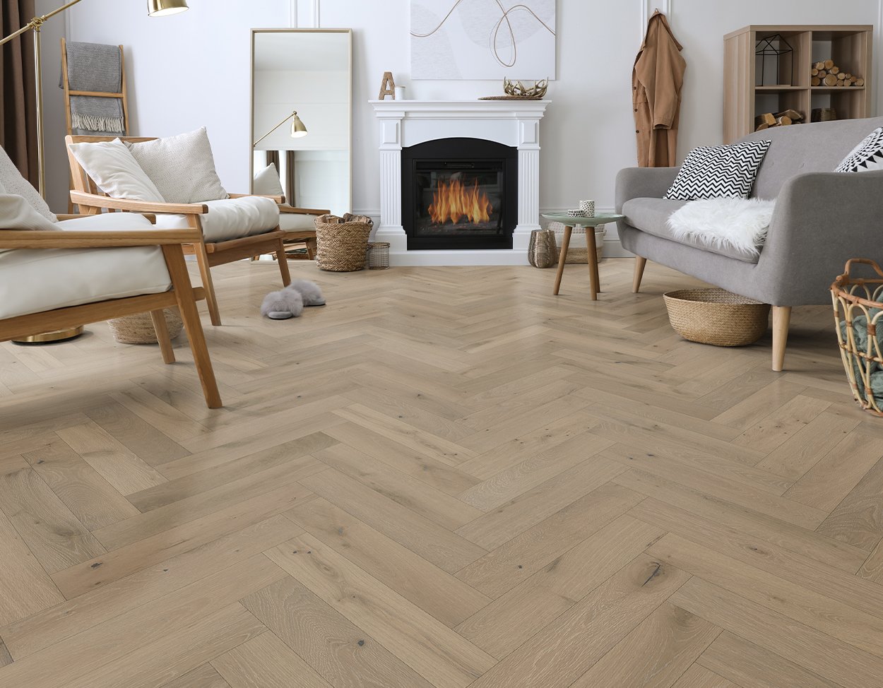 Coastal Fog flooring, shown in a room