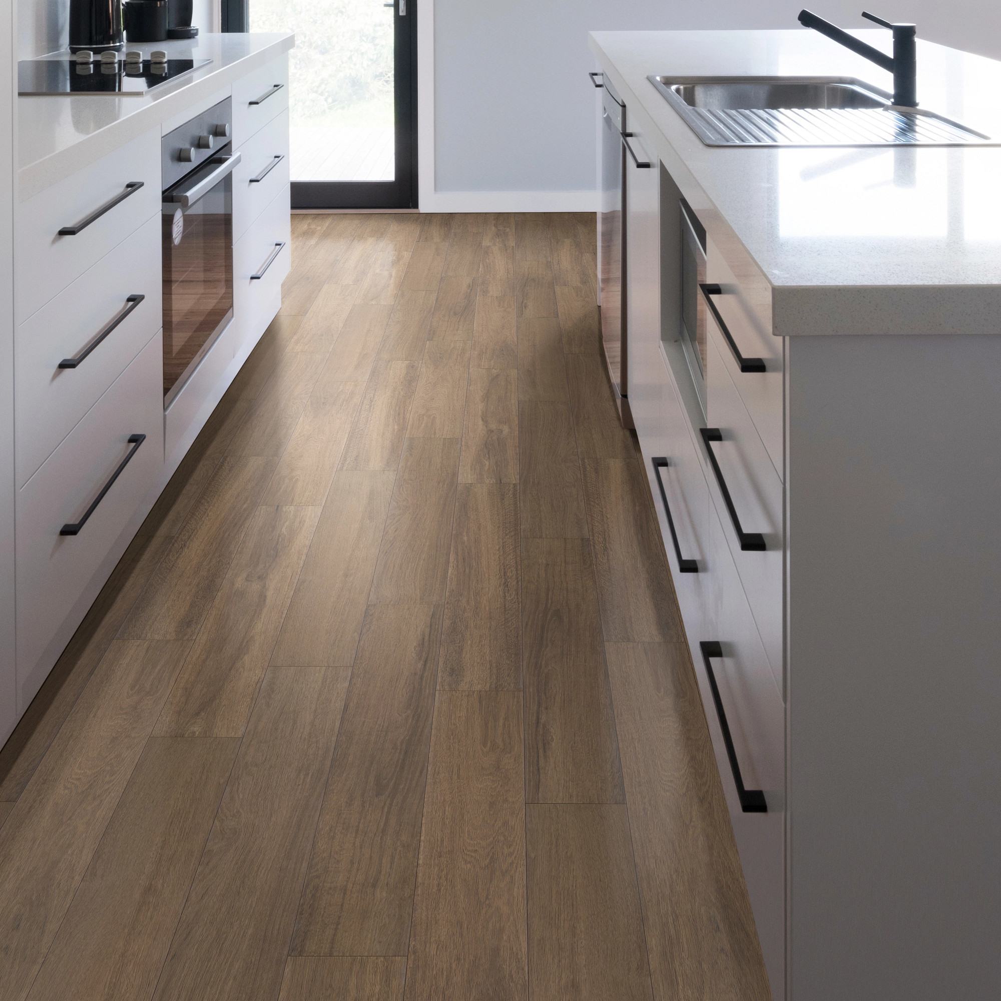 Cordovan flooring, shown in a room