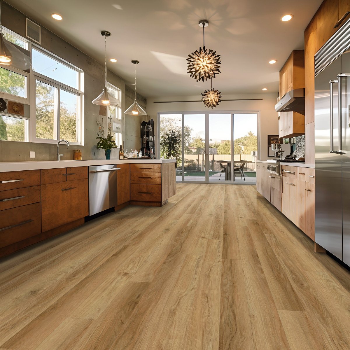 Pier flooring, shown in a room