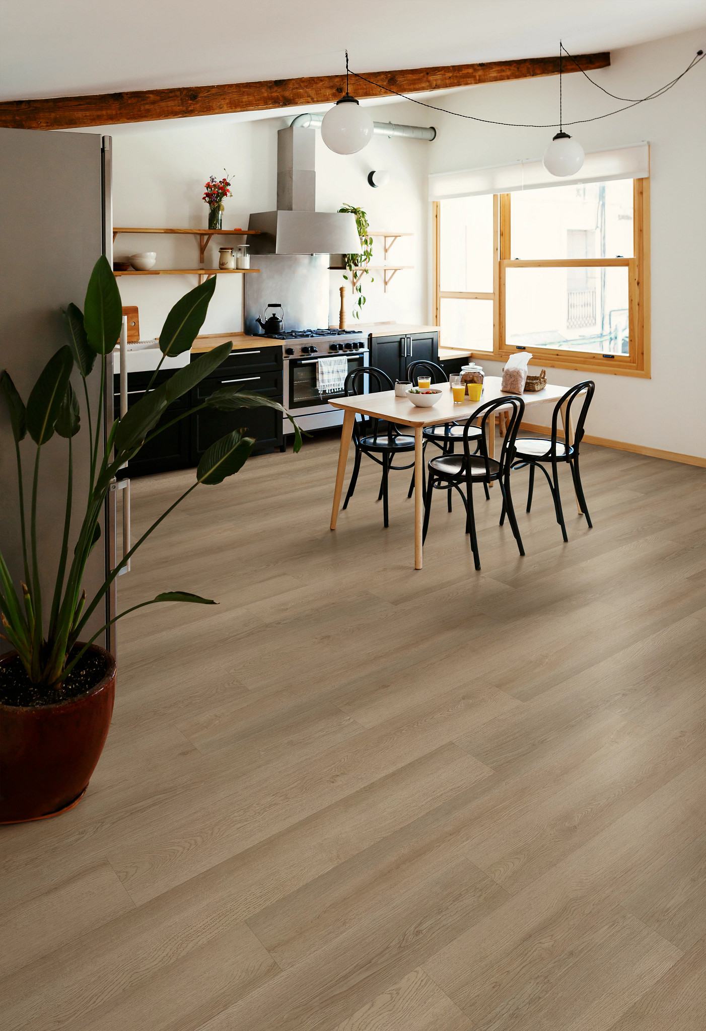 Ohlone Oak flooring, shown in a room