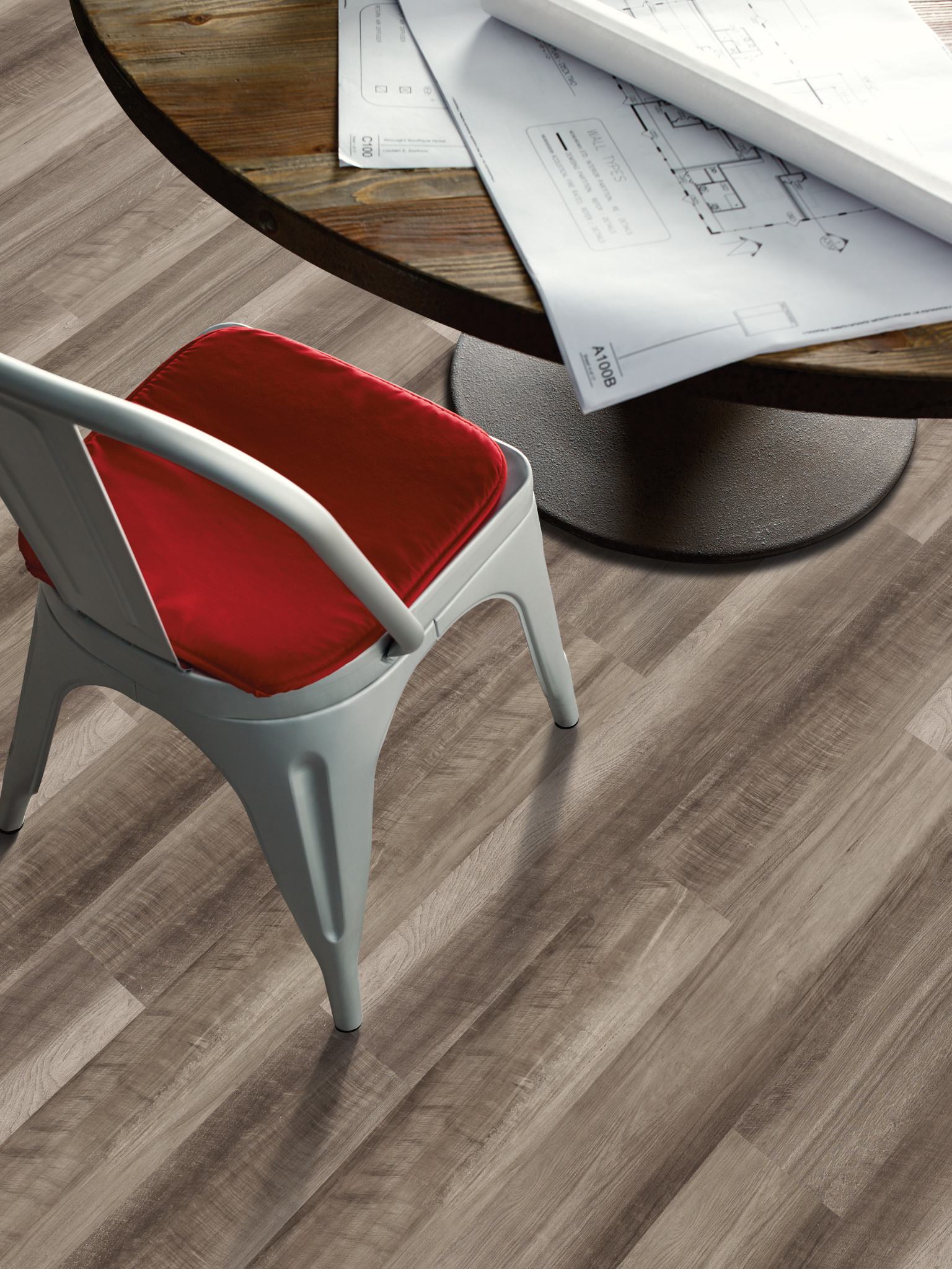 Oyster Oak flooring, shown in a room